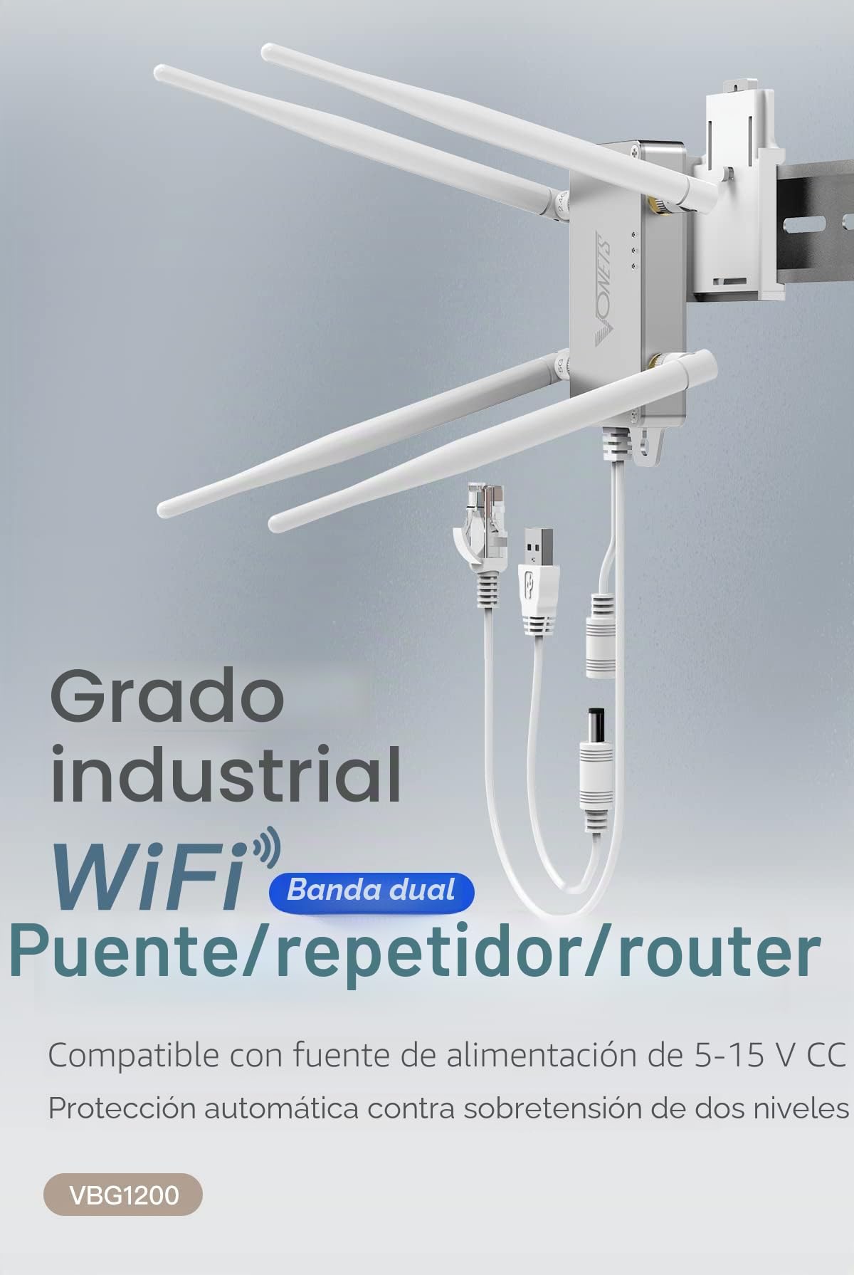 VONETS VBG1200 Mini Wireless Industrial Dual Band WiFi Puente/Repetidor/Router con 2,4 GHz / 5 GHz y 4 Antenas externas, Ideal para instalaciones industriales, SPS, Robots