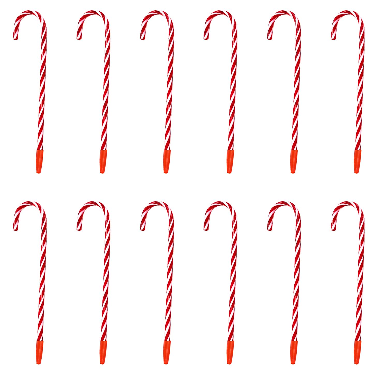 HAICN Christmas Candy Cane Pens Red Novelty Striped Crutch Pens Funny Present Stationery Supplies for Christmas Accessories (12)