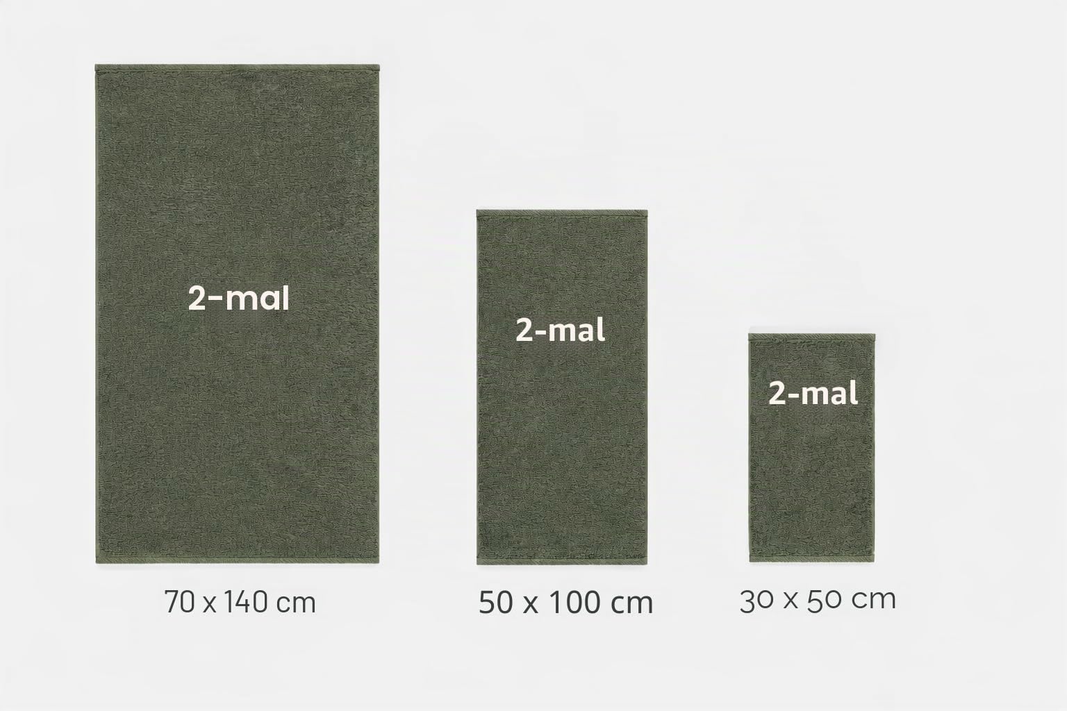 Roominess Handtuch Set 100% Baumwolle 6-teilig Salbeigrün (30x50, 50x100, 70x140) – Handtücher, Duschtücher & Gästehandtücher mit Aufhänger – saugfähig, Hotelqualität – Für Bad, Sauna, Hotel & Airbnb