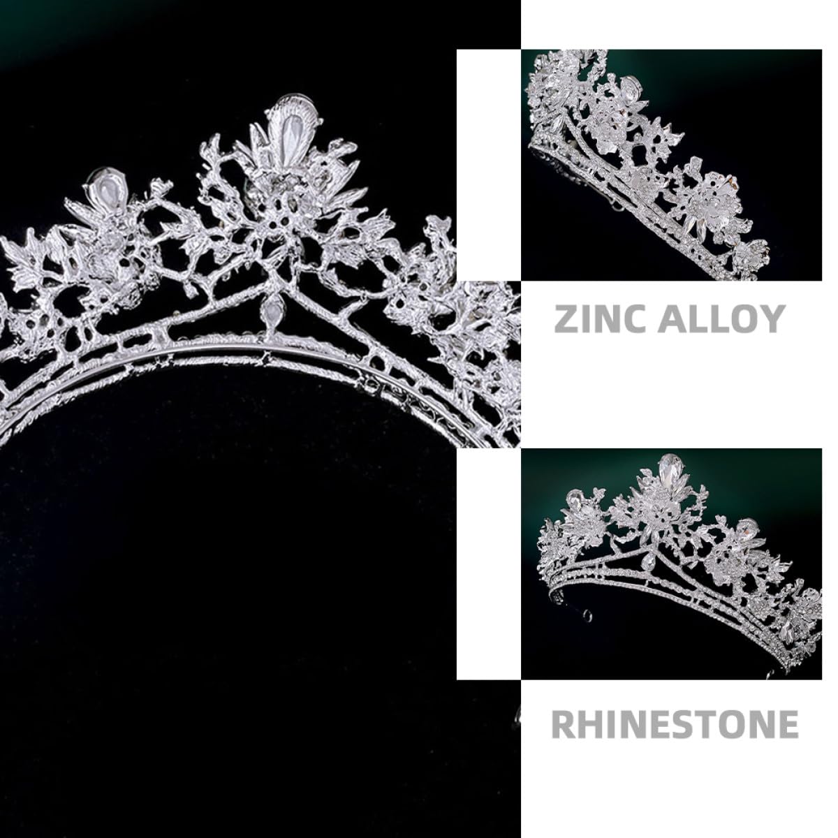 VALICLUD Tiara Barroca Plateada para Novia y Damas de Corte Diseño Versátil y Cristales de Imitación para Eventos Formales y Fiestas Elegantes