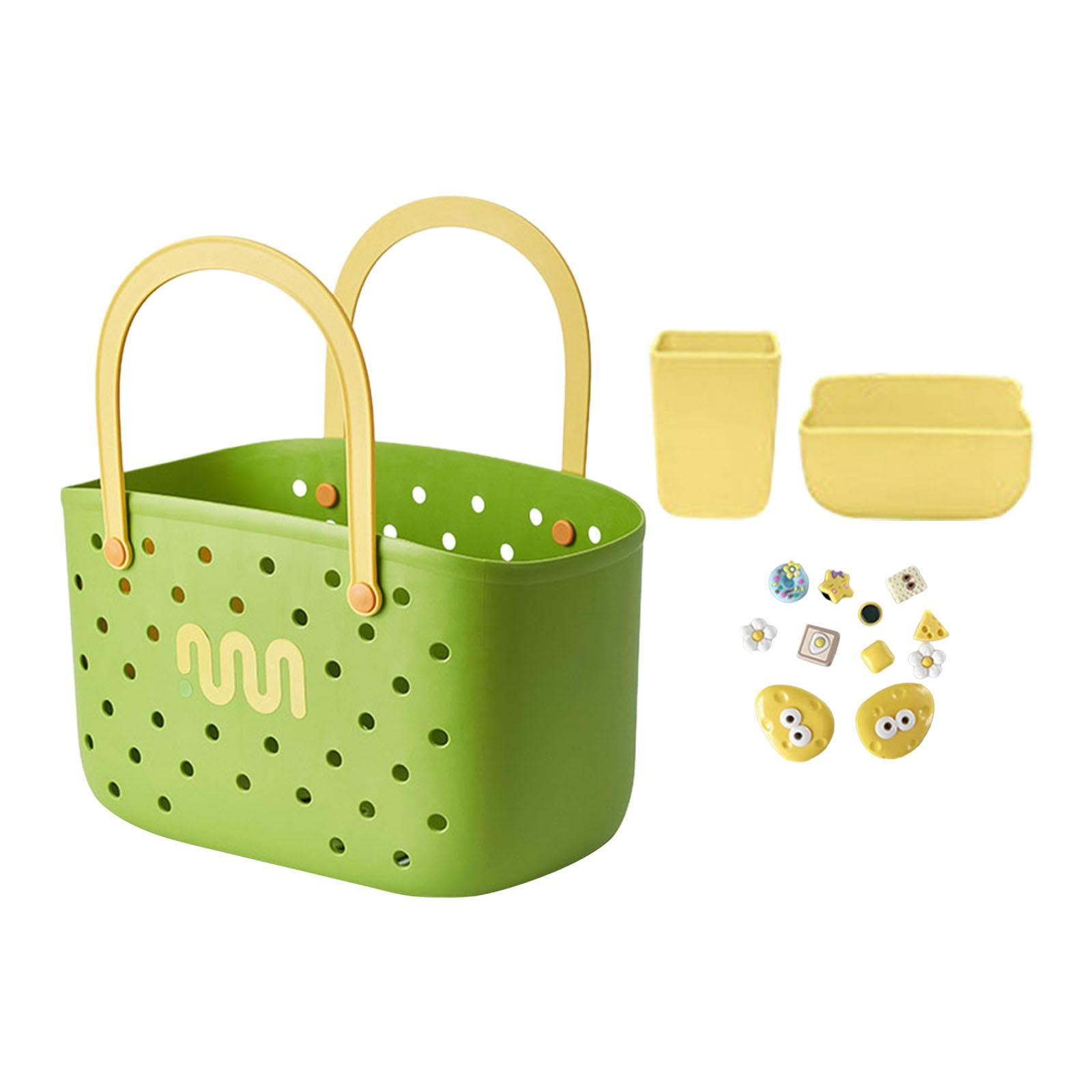 Beach Bag Multipurpose Trendy Beach Storage Basket Travel Tote Women Handbag Green w Box Charms-image-10