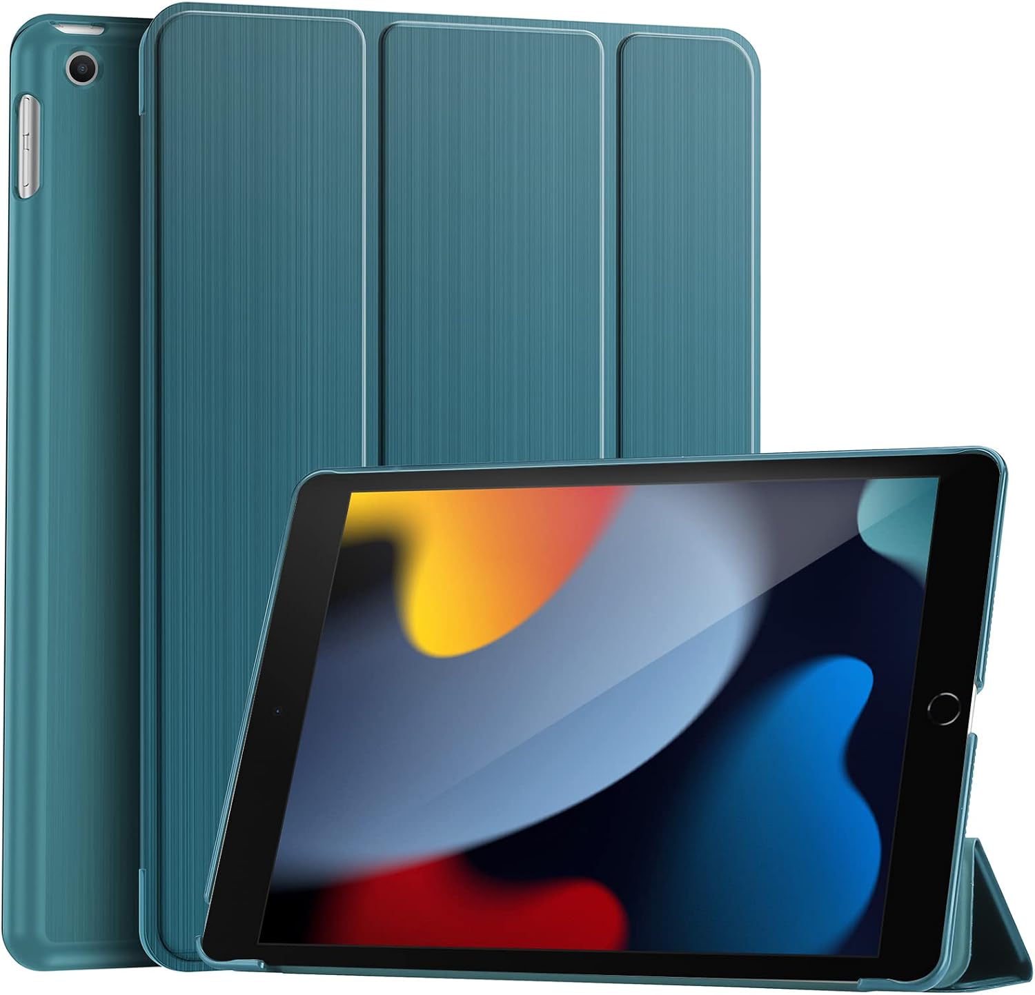 ProCase iPad 10.2 Case iPad 9th Gen 2021/ iPad 8th Gen 2020/ iPad 7th Gen 2019, Slim Tri-fold Stand Hard Back Shell Dual Standing Angles Protective Smart Cover Case for iPad 10.2 Inch –Teal