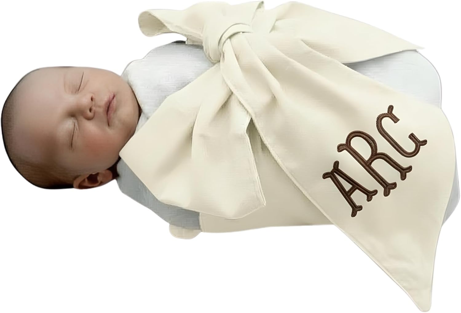 Morxy Personalized Newborn Swaddle Sash: Custom Cotton Big Bow for Baby Boys & Girls - Photography Prop & Nursery Decor