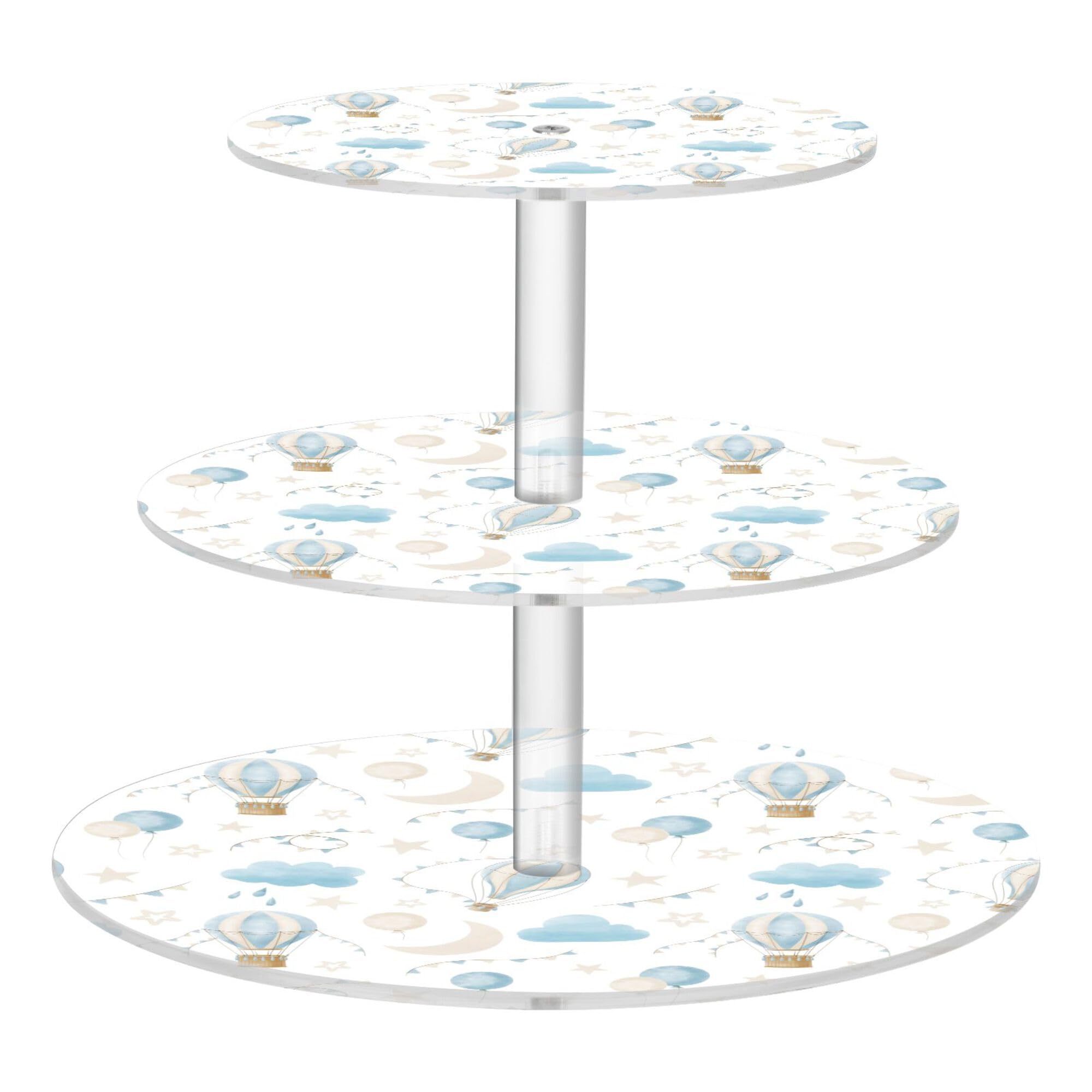 PYBUG Hot Air Balloon 3 Tier Acrylic Cupcake Stands Tower,Dessert Table Display Set for Tea Party,Wedding,Birthday, Baby Shower