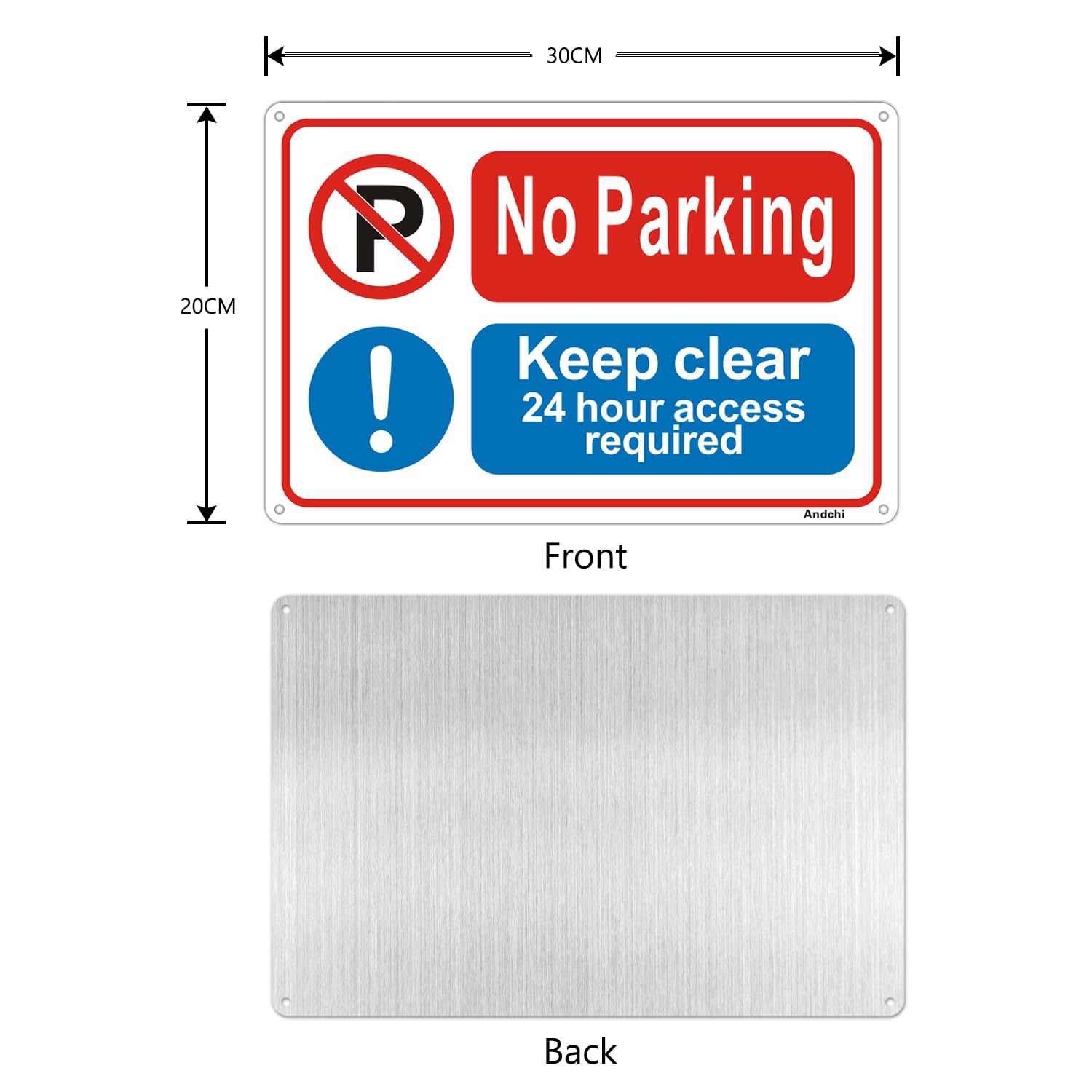 2pcs No Parking Signs at Entrances and Exits Aluminium Parking Prohibited Sign 20x30cm Safety Signage for Outdoor Road Community - Image 4
