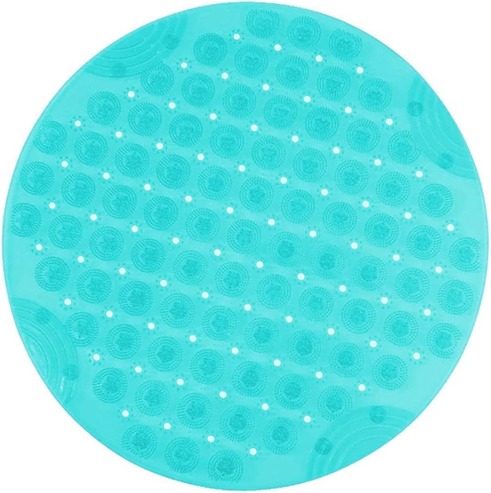 Alfombrillas para Ducha Redonda Alfombra de Ducha PVC Alfombra de Baño Antideslizante Alfombrillas de Baño Alfombrillas para Bañera con Ventosas Lavable en la Lavadora 55x55cm,Verde transparente
