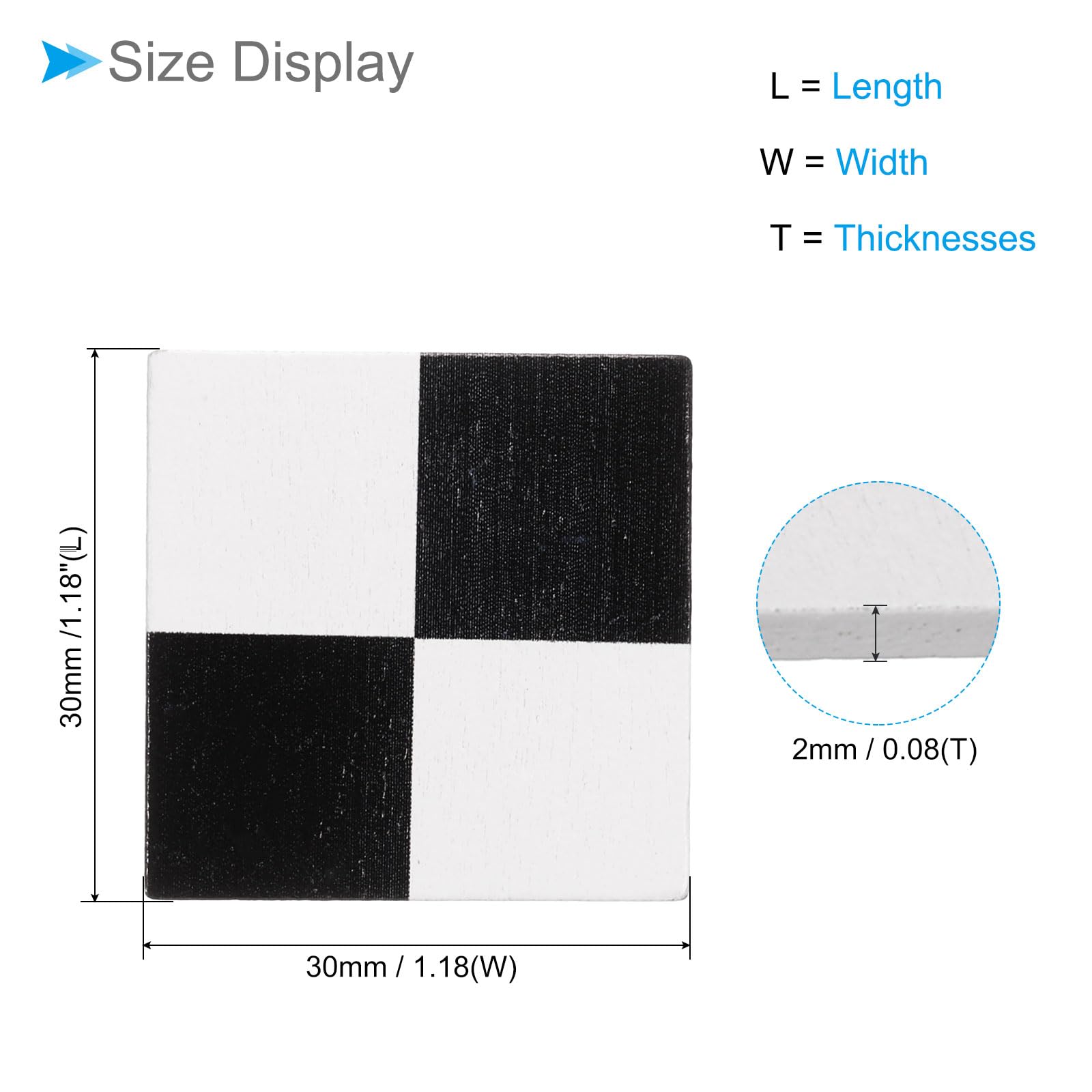 CoCud Dollhouse Flooring, 1.18" Square, Wood Miniature Floorboard (Black/White) - (Applications: for Dollhouse Decoration), 9-Pieces - Image 2