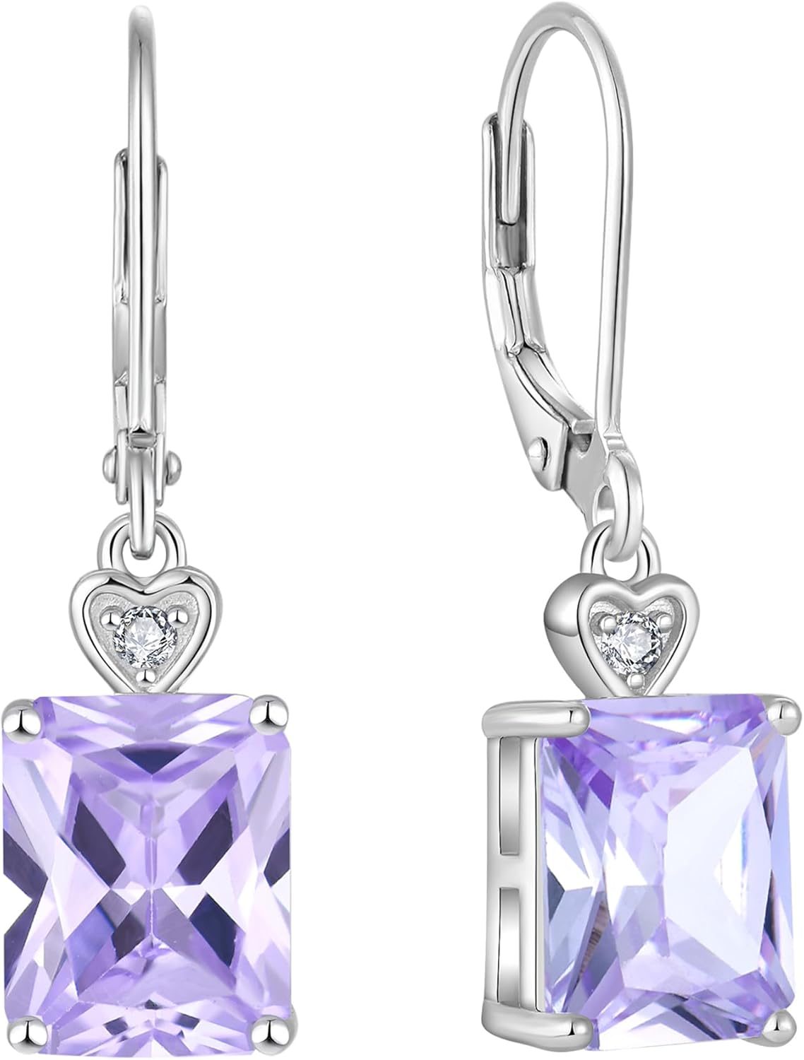 Dangle Drop Earrings 925 Sterling Silver Baguette Leverback Earrings Birthstone Jewelry for Women