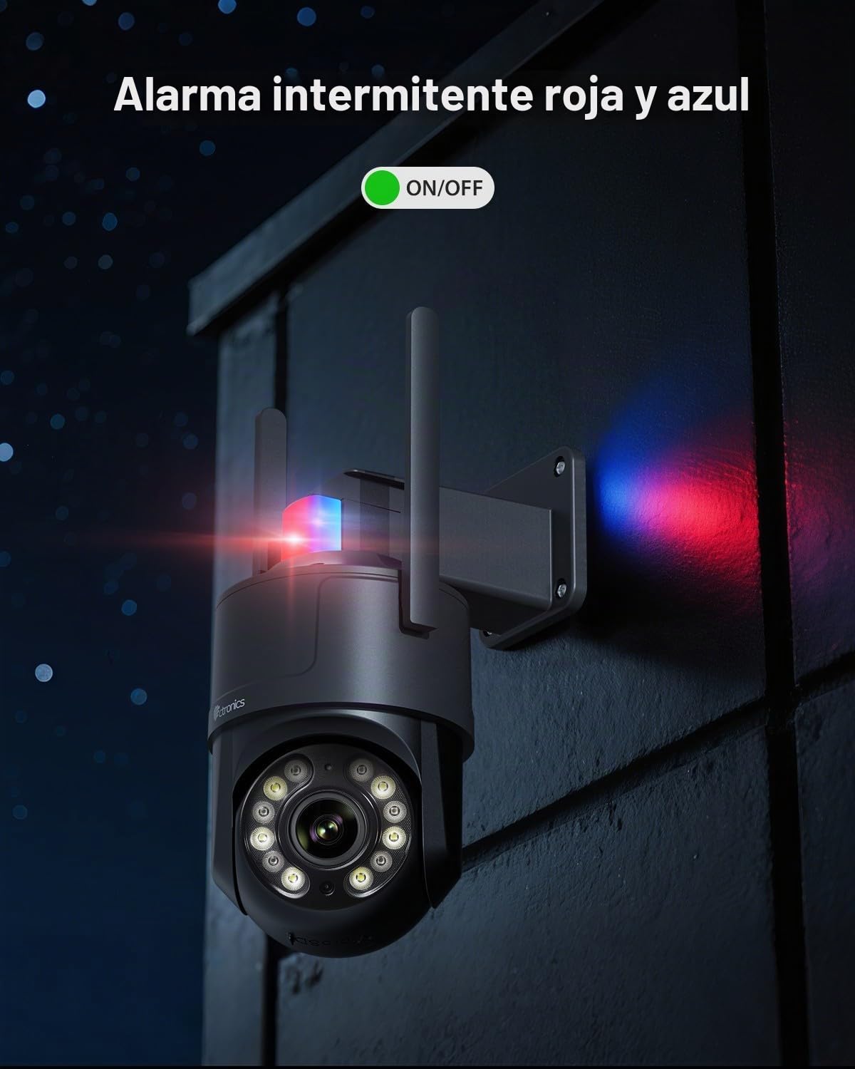 Ctronics 4K Cámara Vigilancia Exterior Zoom Óptico 5X, Máscara Privacidad | Visión Color Starlight 50m, Seguimiento Automático, Luz Roja-Azul & Sirena, WiFi 5G/2,4G, App/PC, TF 256GB/FTP/NAS, IP66