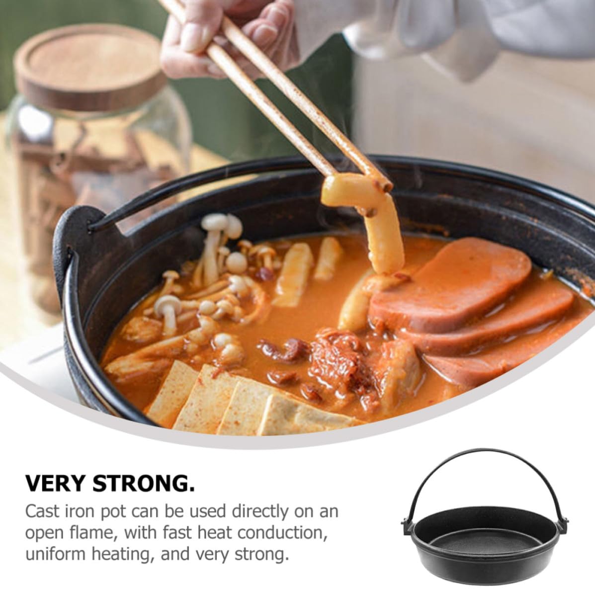 Negra Olla de Japonesa Caliente Hierro Fundido Antiadherente para Hogar