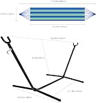 Yardlab 9Ft Double Hammock with Space Saving Steel Stand, Blue | Steel Stand included