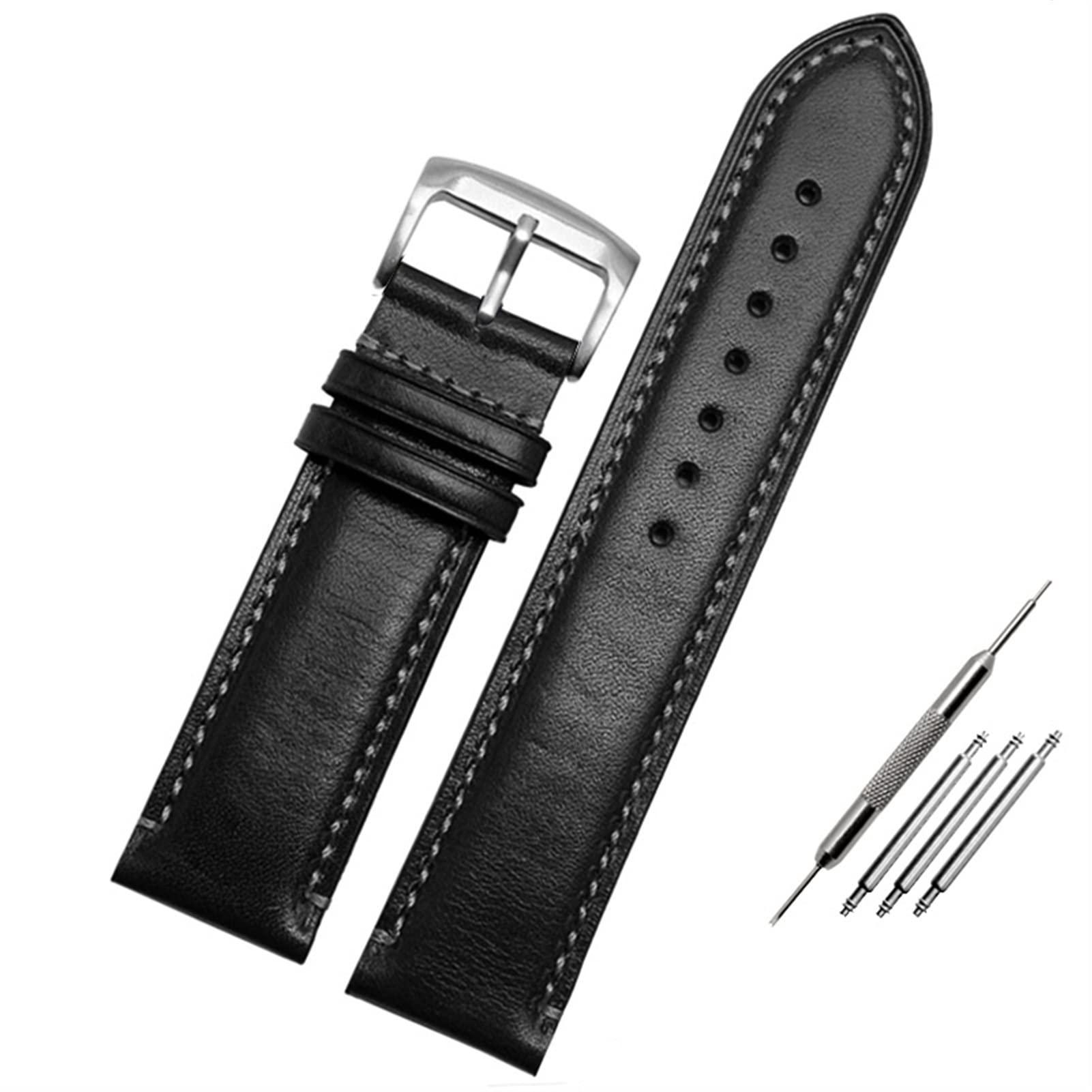 GANYUUFor Substitute Citizen AT8020 JY8078 wristband genuine leather strap 23mm blue Watch Band with folding buckle bracelet