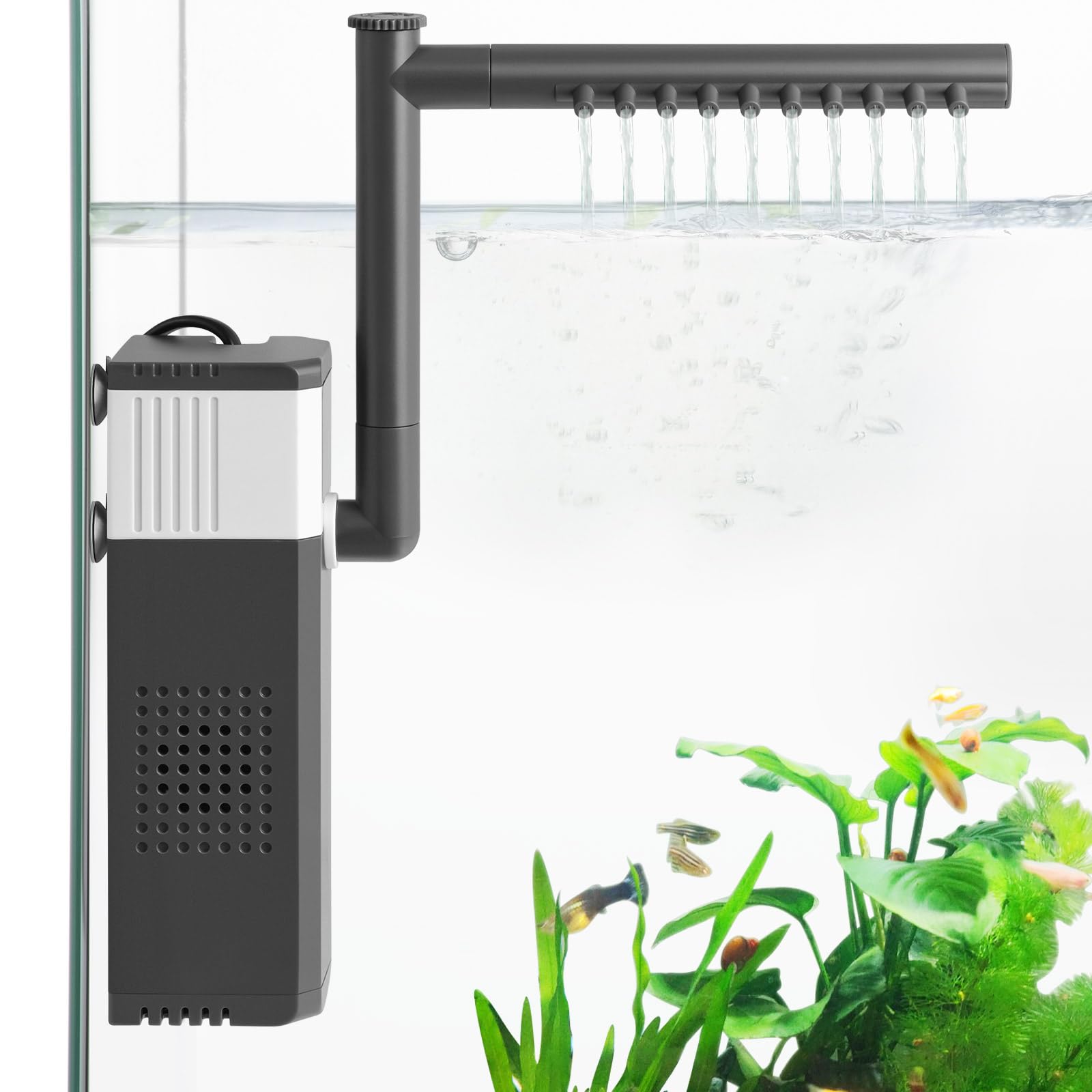 VILLNO 8W 400LPH Ultra Powerful Aquarium Filter for 30-90L Fish Tank