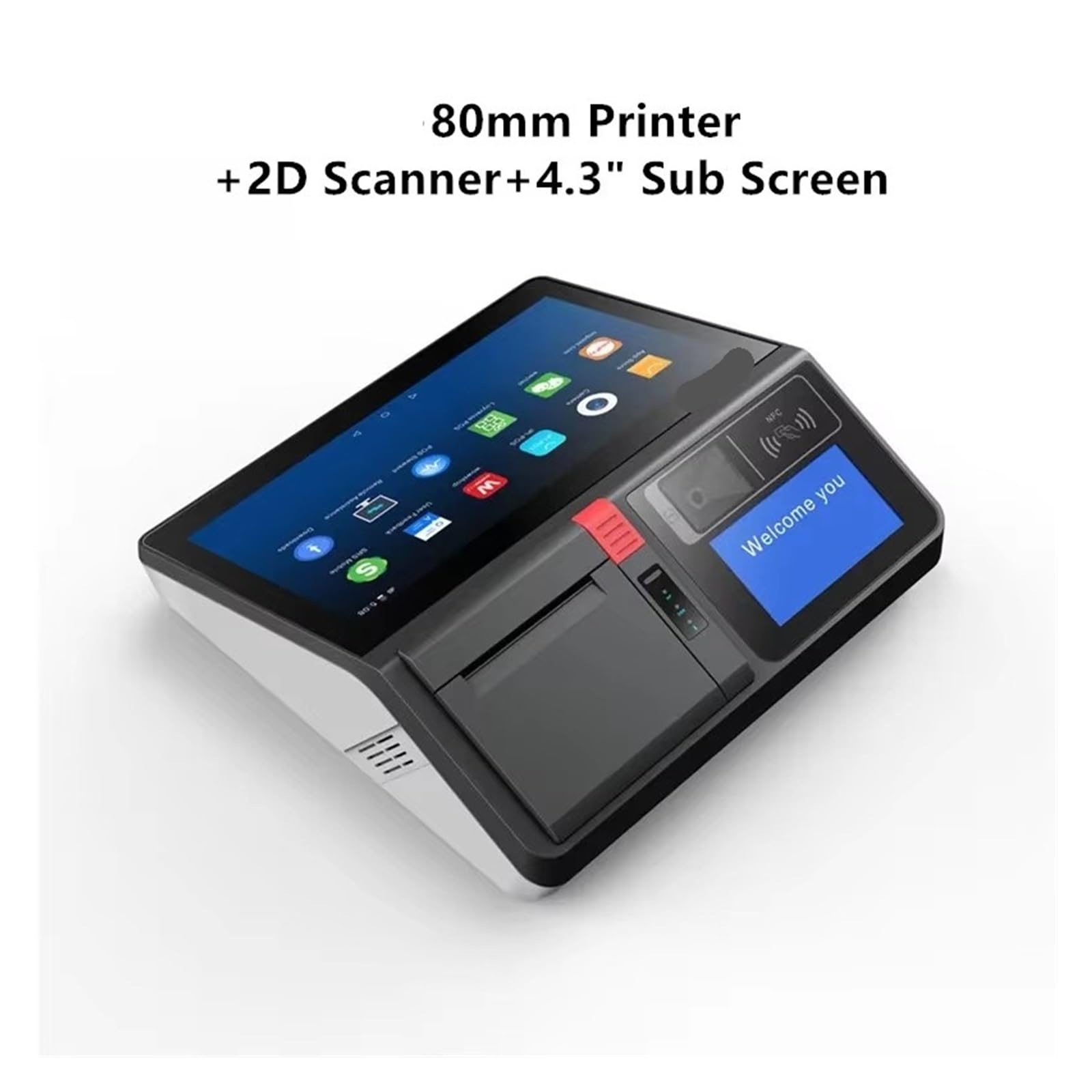 Biznes Detaliczny Catering 11,6-calowy ekran dotykowy Terminal POS Kasa fiskalna Wbudowana drukarka 80 mm Do samodzielnego montażu(Set meal 7)