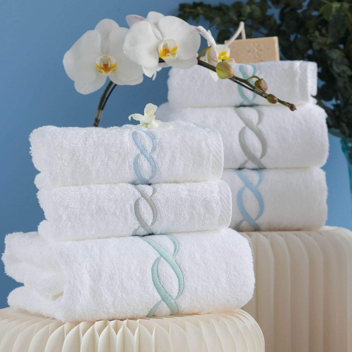 優れたエジプト綿 オーバーサイズ 31 x 20 ハンドタオル、ピンク、2枚セット、ピンクチェーン