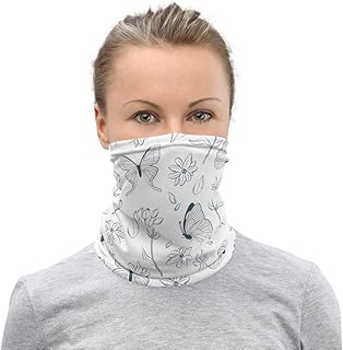 Hand Drawn Flowers & Butterflies Breathable Washable Neck Gaiter