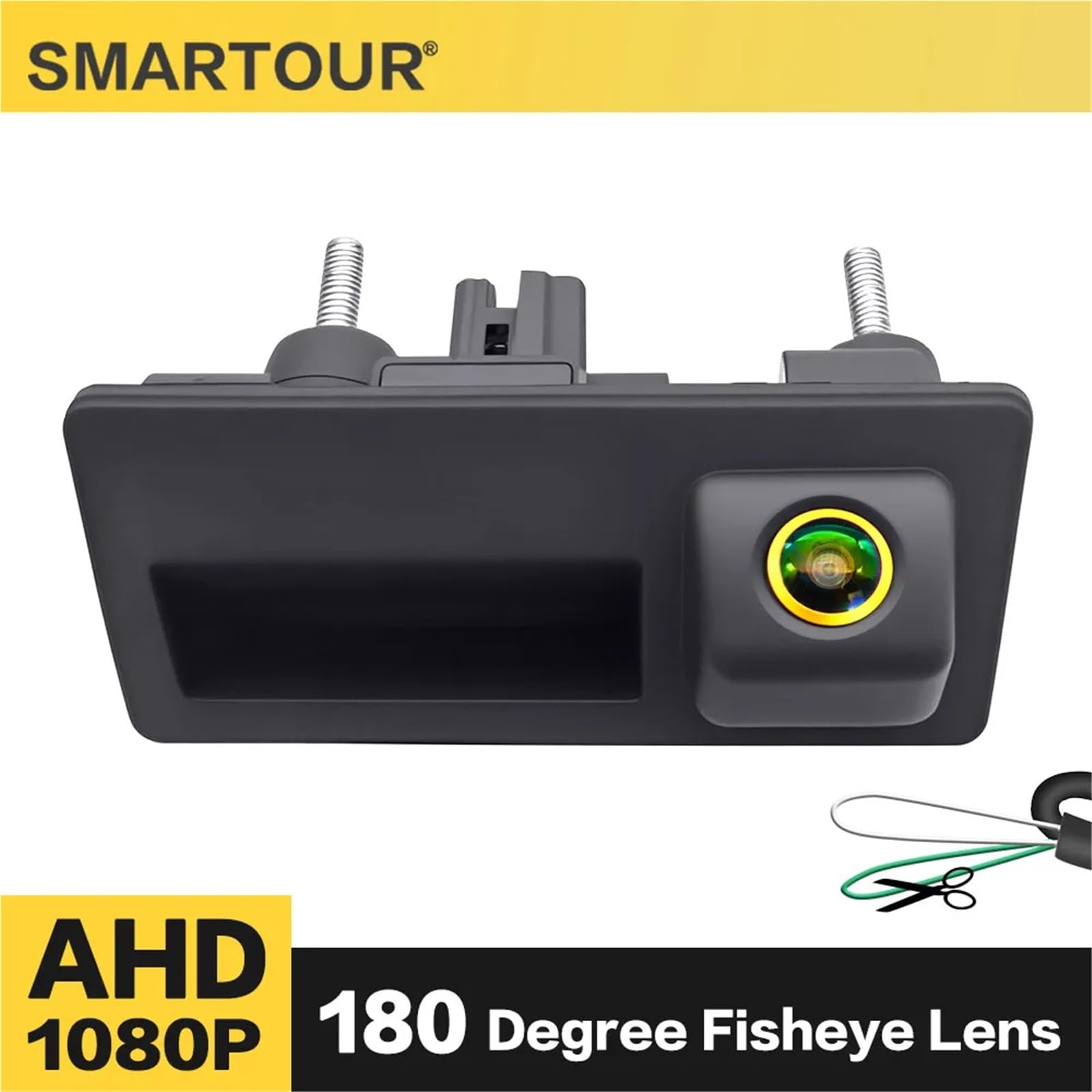 Cámara Marcha Atrás Coche para Golf para Passat B7 B6 para Tiguan para Jetta para MK6 HD Cámara Asa Coche 1080P AHD Vista Trasera Vehículo(HD AHD 1080P)