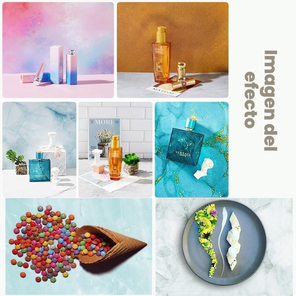 Kit de Tablero de Fondo para fotografía de Alimentos: 11 Piezas de 22 Patrones, Kit de Mesa de Fondo de Producto pequeño, Accesorios Planos para Maquillaje cosmético de joyería, (16 x 11.5 Pulgadas)