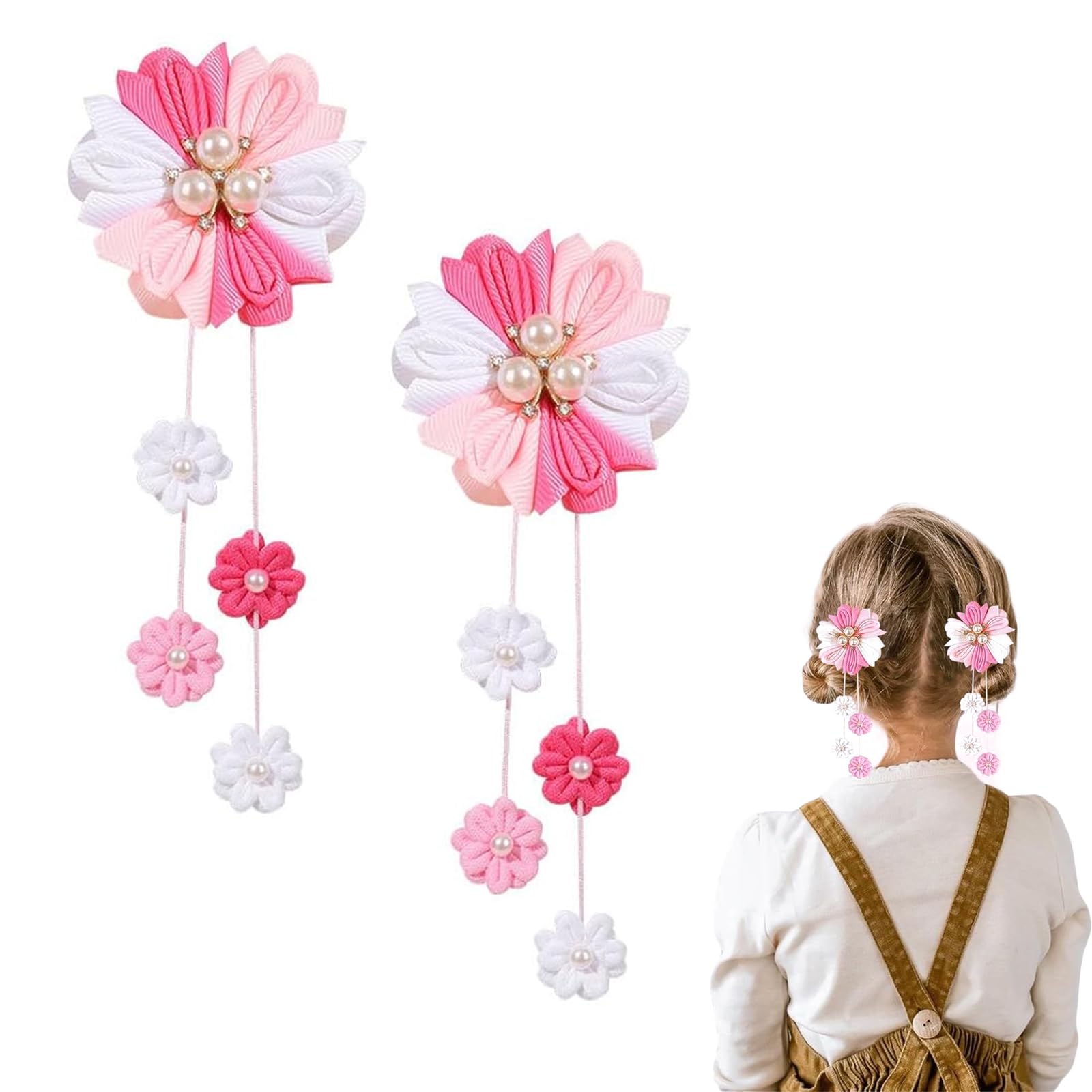 ASOMI Hair Bows for Girls Flower Hair Accessories for Girls Grosgrain Ribbon Bows with Alligator Clips