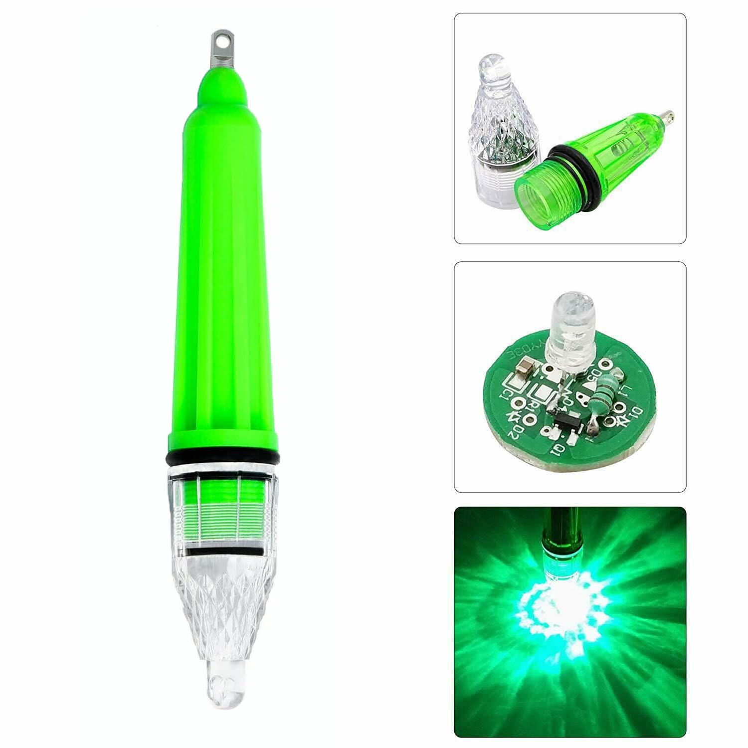Lot de 8 lampes LED étanches clignotantes pour pêche Vert clair 12 cm