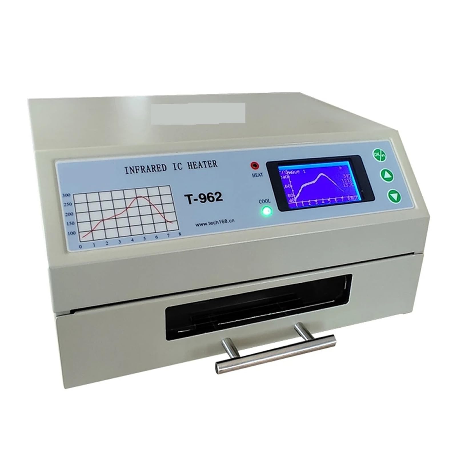 Piec rozpływowy 800 W, biurkowy, podgrzewacz podczerwieni T-962, lutownica, 180 x 235 mm, do lutowania układów BGA, SMD, SMT