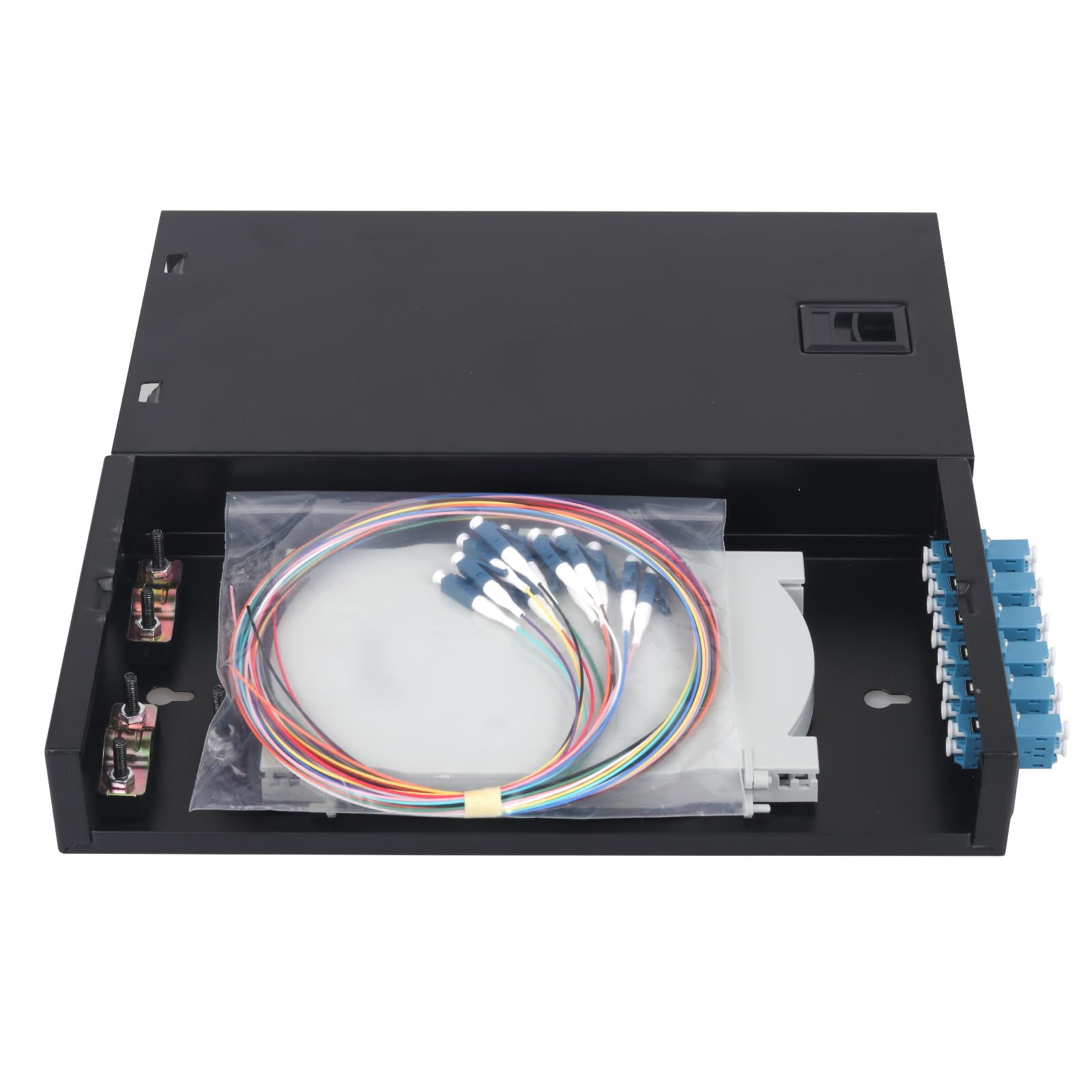 LC-SM Boîtier en fibre optique duplex 12 ports avec bobine monomode LC-UPC (comprend 1,2 m Pigtail et 6 coupleurs)