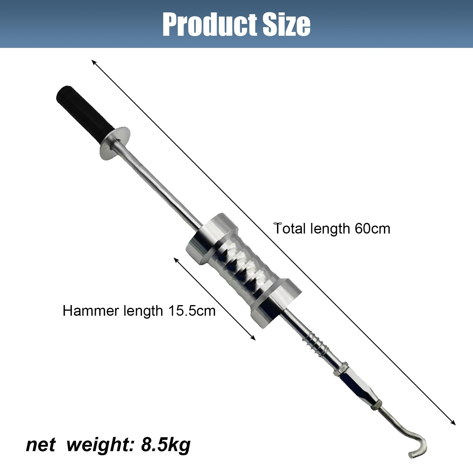Martello da Tirare 8.5 kg, Set Martello Scorrevole, Martello da Trazione per Carichi Pesanti con 5 Ganci, Martello a Percussione, Strumento per Rimozione Ammaccature Sulla Carrozzeria