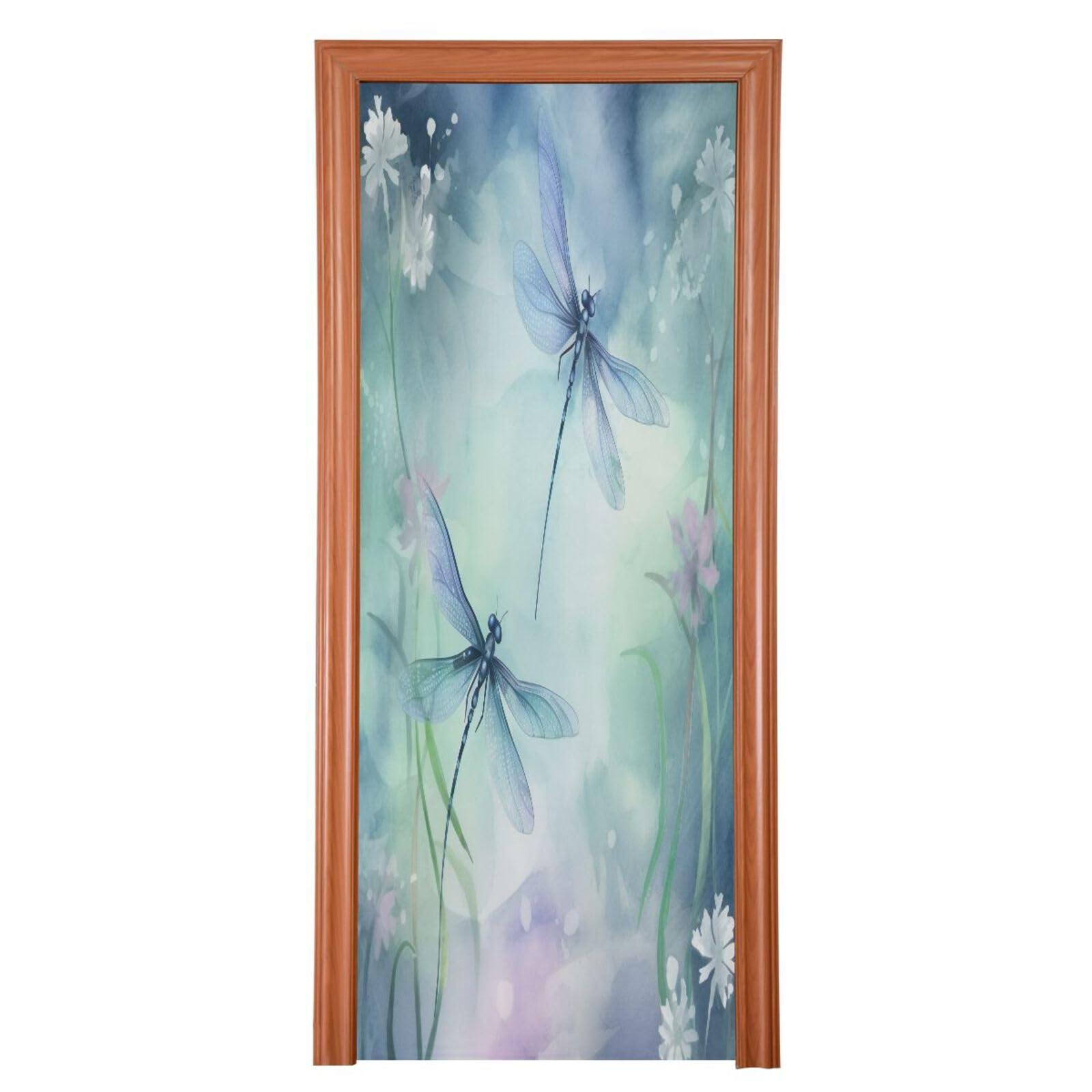 FLildon Watercolor Dragonflies Door Cover Decoration, Party Accessory Porch Decor for Festive Ornament Room Door Covers 35 x 79 Inch