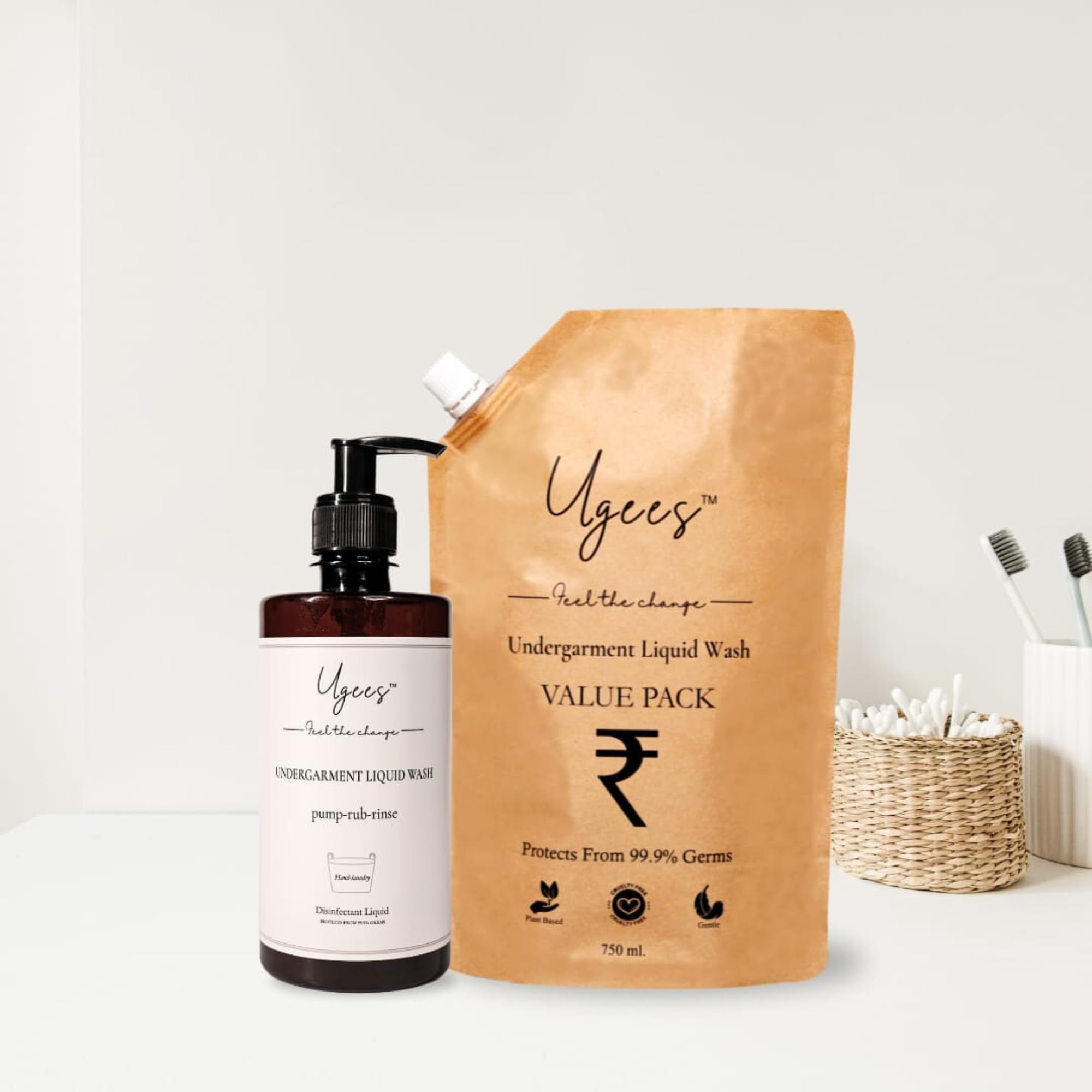 UGEES Undergarment Liquid detergent, Underwear wash for Men and Women, Plant-Based Lingerie Wash - Value Combo - (750ml Refill Pack + 375 ml Bottle) (B0CR77FZW7) Amazon Price History, Amazon Price Tracker