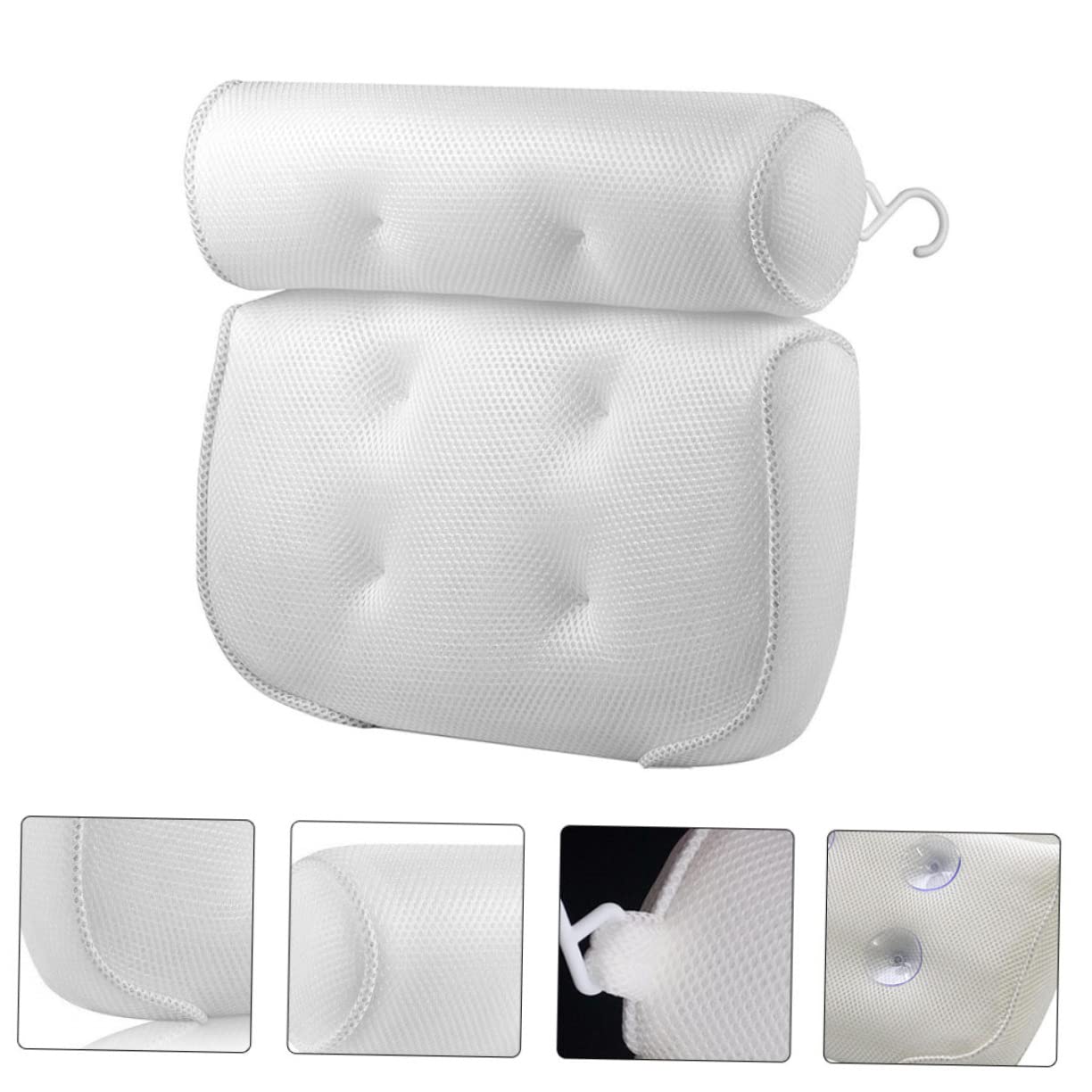 SHERCHPRY 1pezzi Cuscino Supporto Vasca Bagno Poggiatesta Cuscini Vasca Bagno Materiali Traspirante Confortevole Ventosa Fissa Dimensione Gancio Appendere Riporre Leggero Portatile Trasporta