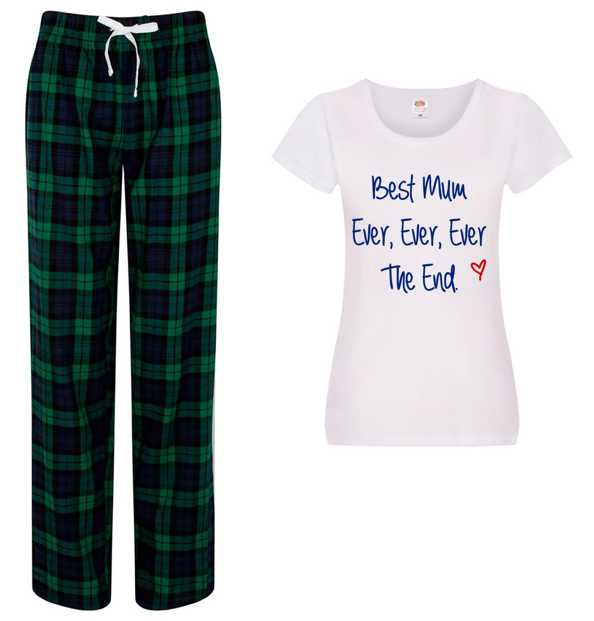 60 Second Makeover Limited Best Mum Ever Ever The End Pyjamas For Women Mum Birthday Gifts Pjs For Women Sets Ladies Tartan Trouser Bottoms Pyjama Mothers Day Size - L Green