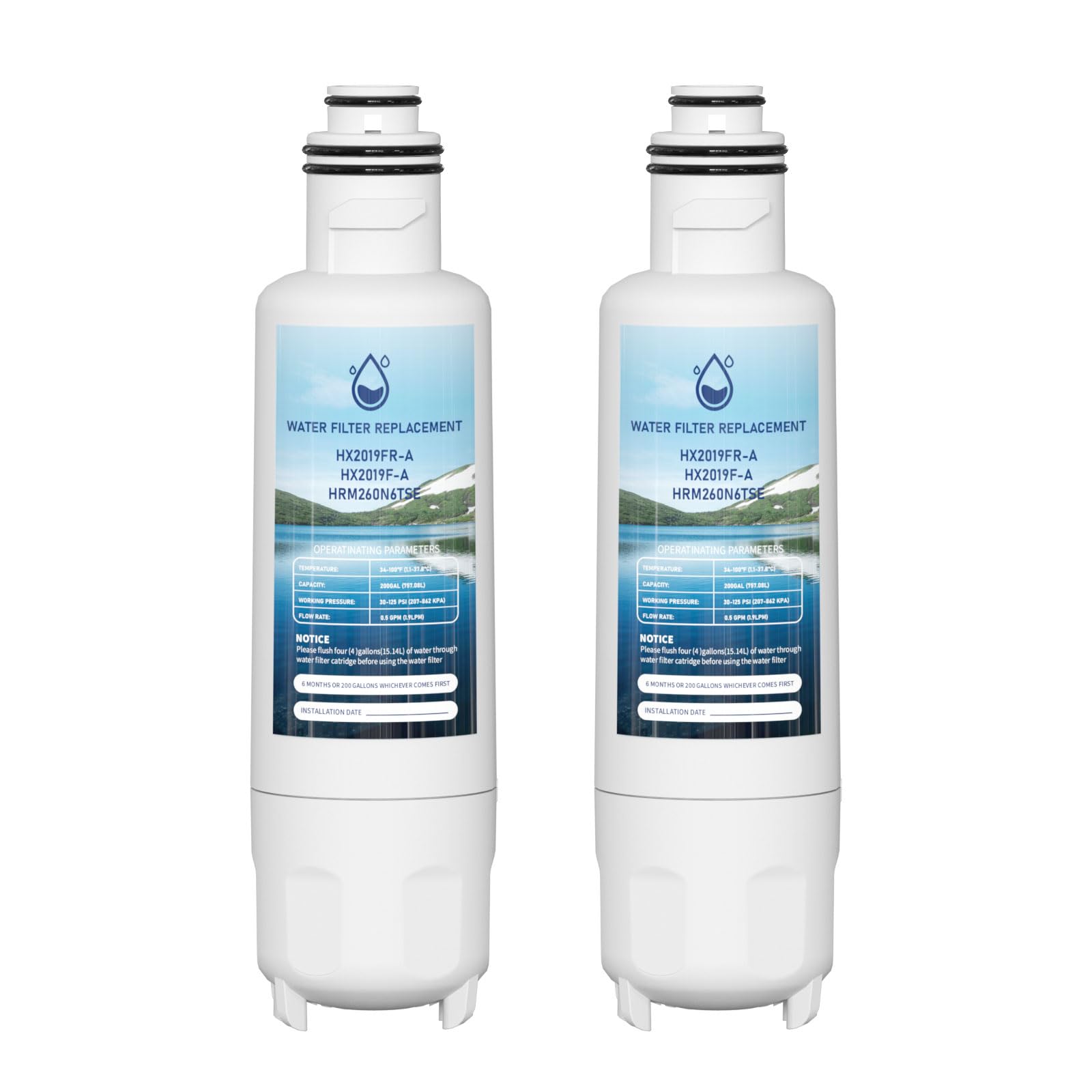 HX2019FR-A Water Filter Replacement, Compatible with Hisense HX2019FR-A, HX2019F-A, HRM260N6TSE, HRFD560SW, HRCD585BW, HRFD634BW, HRCD650BW, HRCD586TBWB and Mora MRM260N6TSE Pack of 2