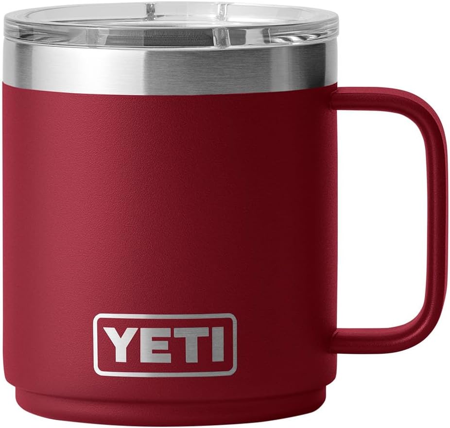 YETI Rambler 10 oz Stackable Mug, Stainless Steel, Vacuum Insulated with MagSlider Lid, Harvest Red