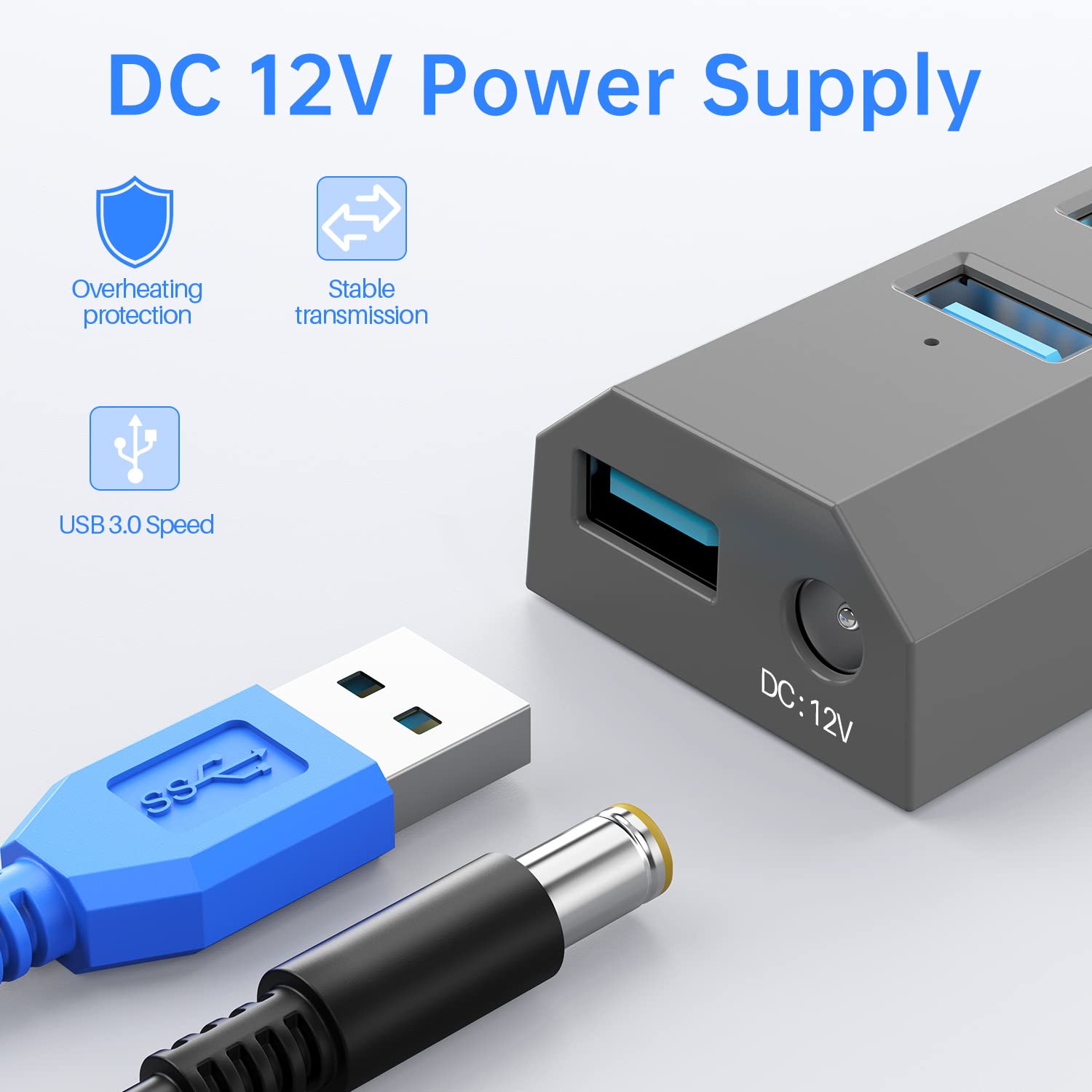 Hub USB 3.0 Alimentato 6 In 1 - 4 Porte Dati + 2 Porte Ricarica, 5Gbps, Per PC, Mac, Trasferimento Veloce - Foto 4