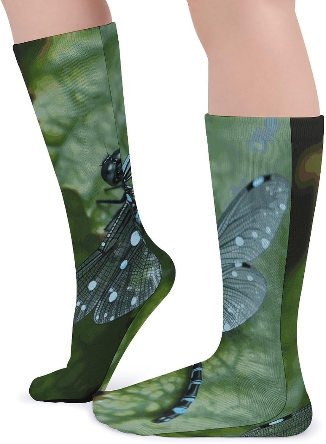 Blue Dragonfly Crew Socks Soft Thermal Socks | Socks for Men Women-Casual Wicking,High Stocking for Sports Running-Long Thin Tube Sports Breathable