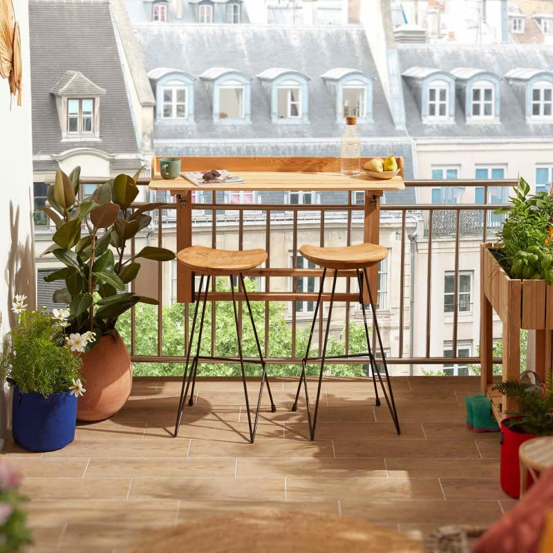 Table Pliante Pour Balcon Style Forêt - Bois Acanta - 49x118x69 Cm - Gain De Place