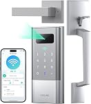 DESLOC K140 Plus Palm Vein Reconnaissance Smart Door Lock avec poignées WiFi, Contrôle de l'application, verrouillage automatique et jusqu'à 9 Mois de vie de batterie rechargeable, noir