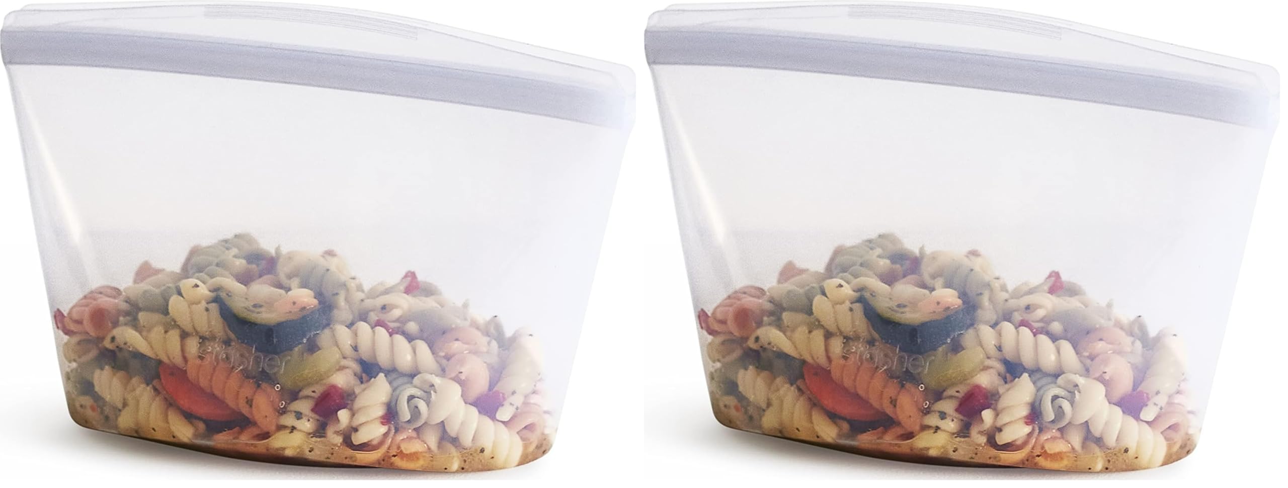 Stasher Premium Reusable Silicone Bowls, 2-Pack, Clear, 4-Cup