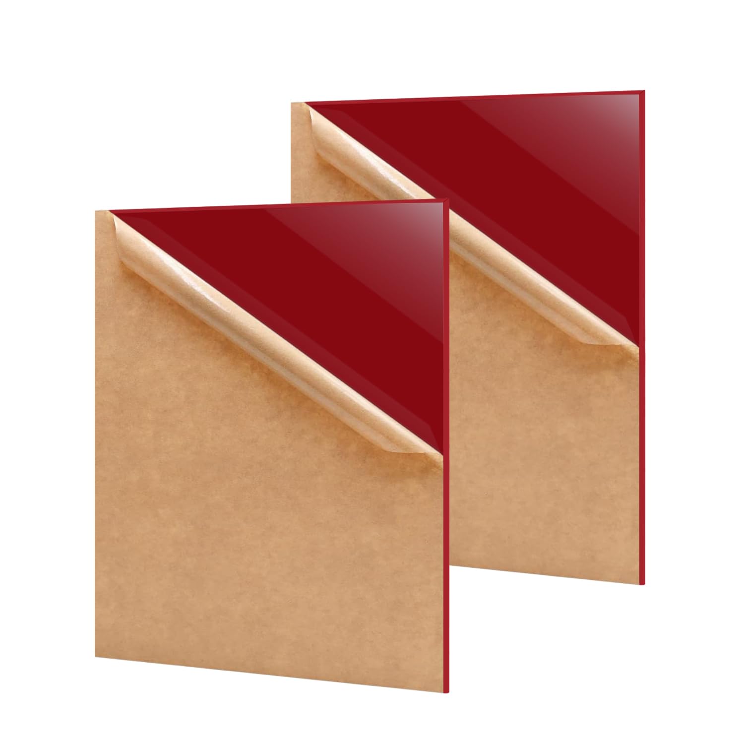 Red Acrylic Sheets - 2 Pack for Laser Cutting & Crafts -1