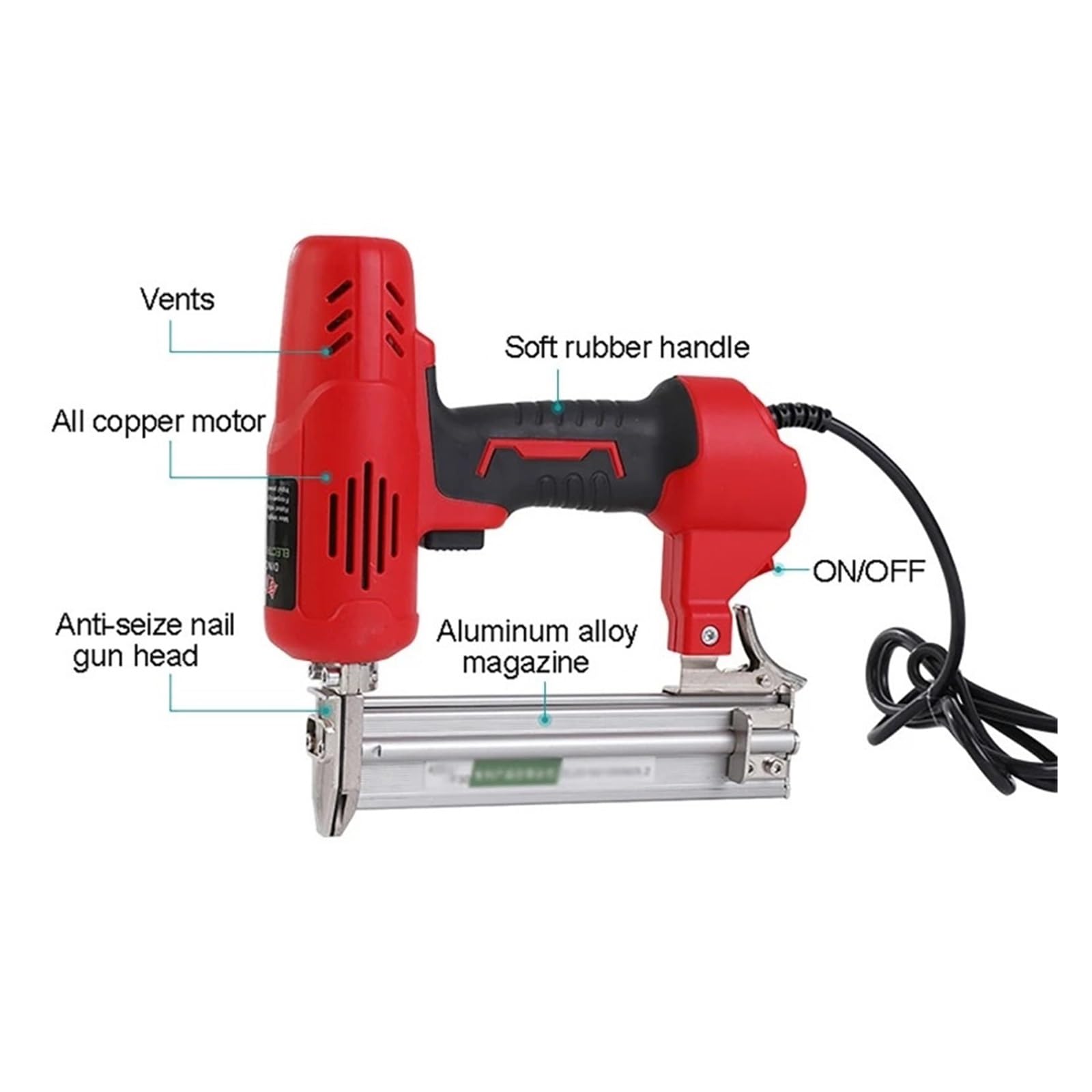 Nagler, 2600 W Elektrische Nagel Pistole Holz Rahmen Hefter DIY Möbel Bau Nagel Elektrische Werkzeug Nägel Zimmerei Holzbearbeitung Werkzeuge(Machines and nails)