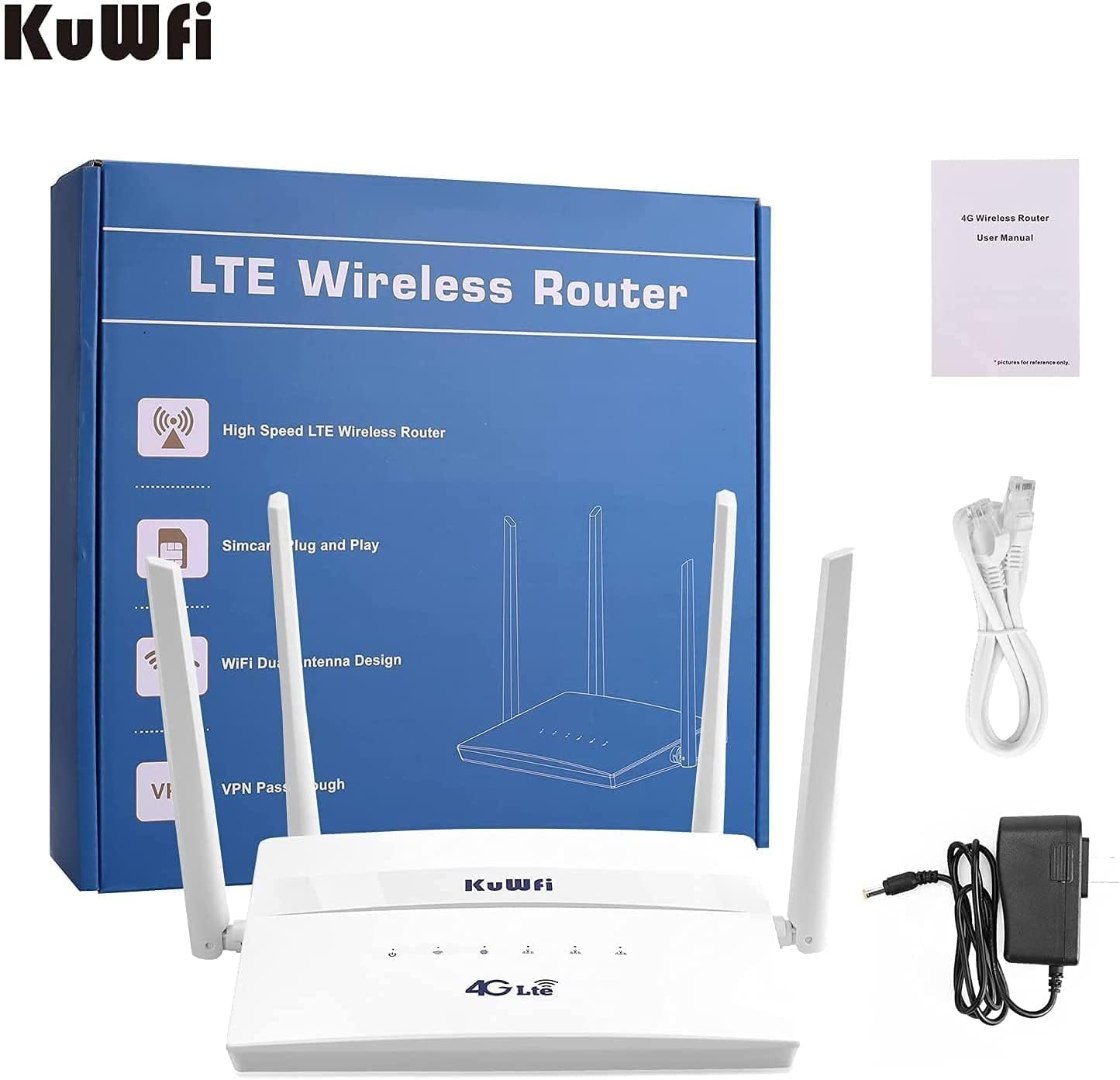 KuWFi C910SP Routeur 4G LTE avec SIM, WiFi Double Bande, Modem 750 Mbps | Routeur 4G Débloqué, Compatible APN et VPN, Réseaux FDD/TDD, Connexion LAN pour Camping-car, Voyage, Jardin, Chalet et Bureau