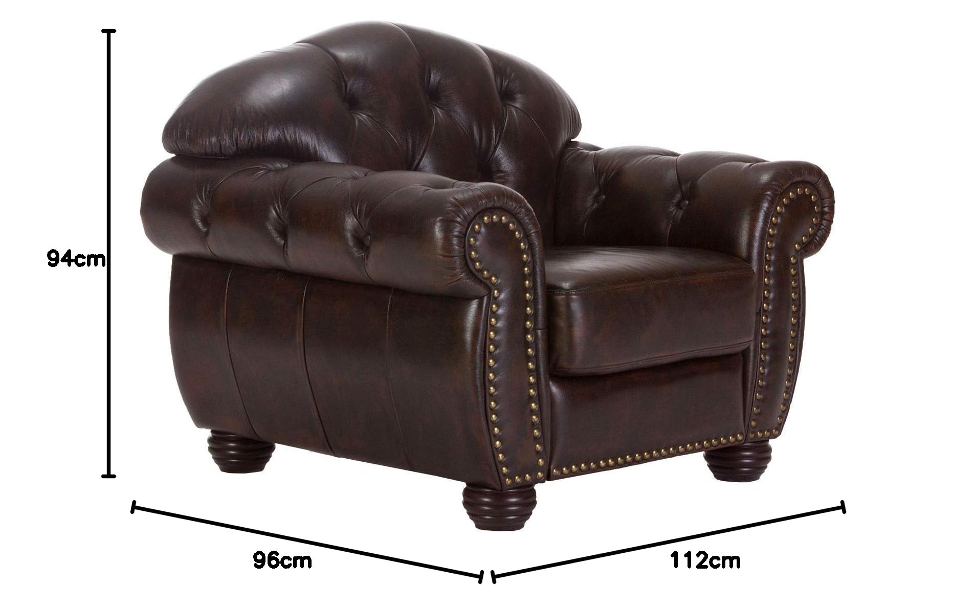Woodkings Chesterfield Sessel Hereford Echtleder antik Braun | Bürosessel, Federkern, Clubsessel, Englisches Leder, Unikat