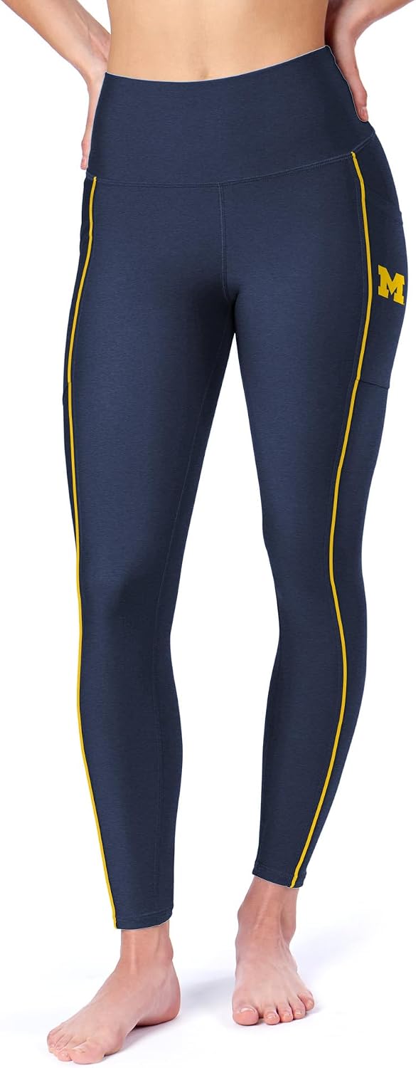 CERTO NHL High Waisted 2 Pocket Leggings, Athletic Yoga Pants with Tummy Control