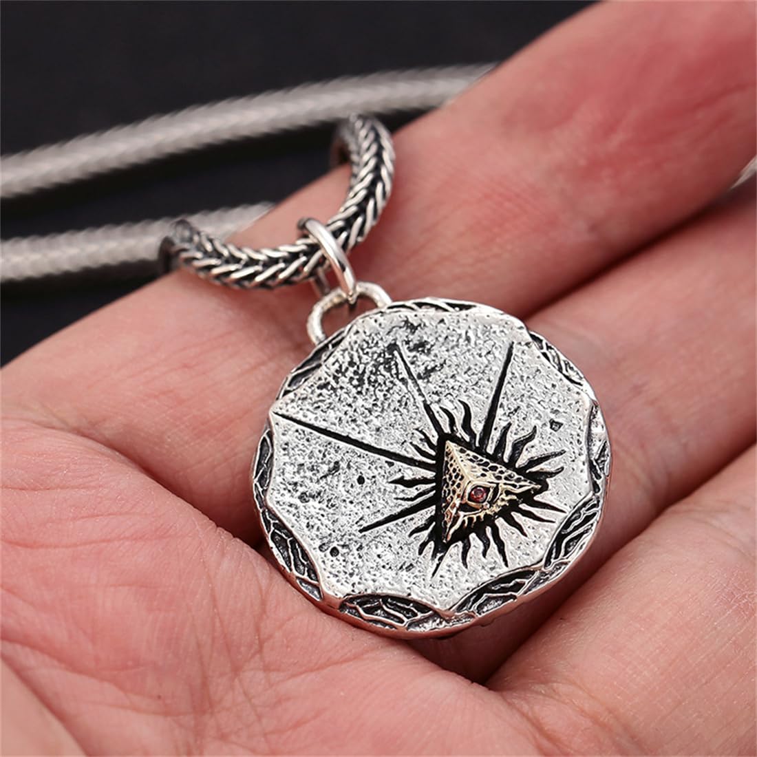 S925 Srebrny Naszyjnik Oko Boga Wisiorek, MęSki Wisiorek Oko Boga W Stylu Vintage,Silver,Single Pendant