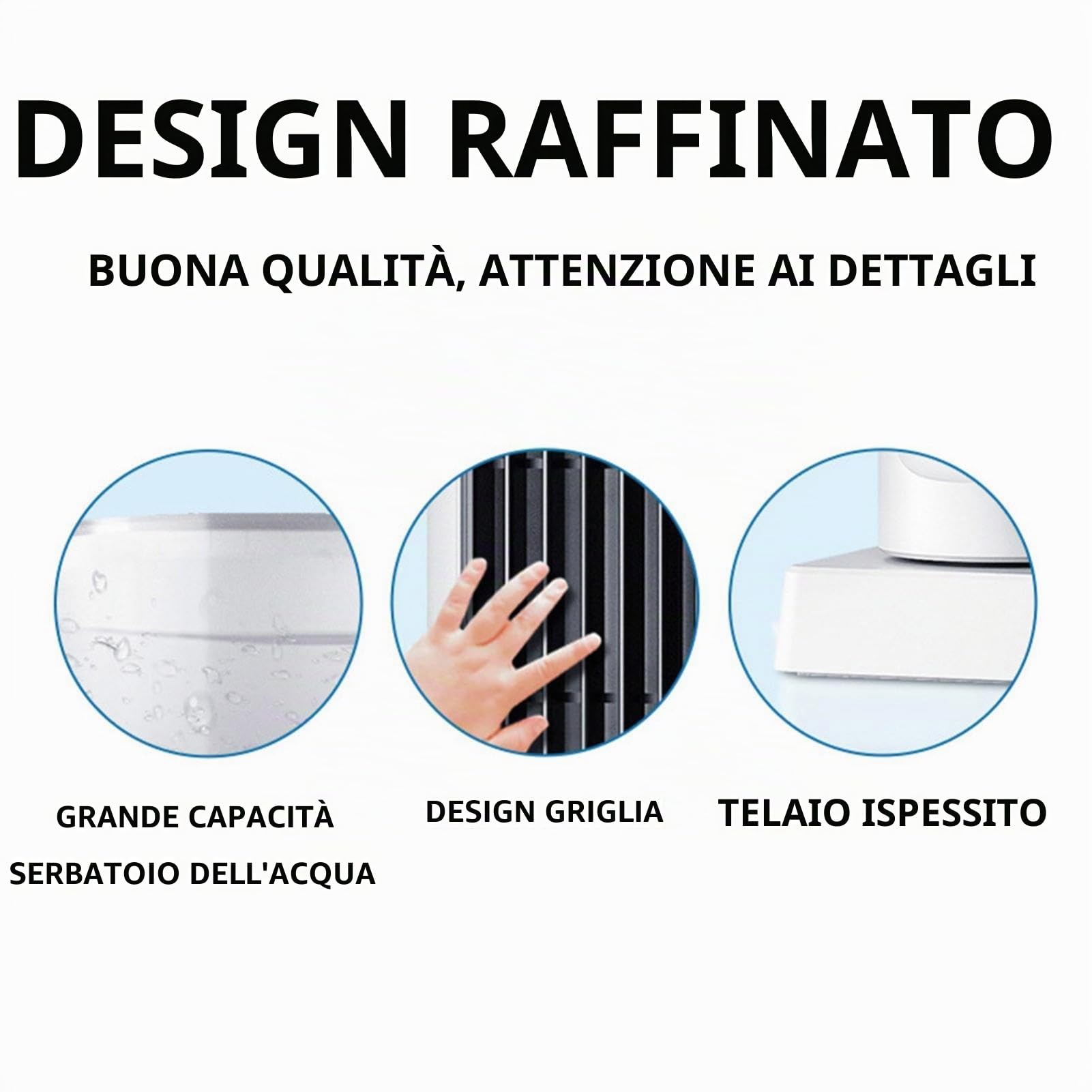 Raffreddatore d'aria silenzioso per camera da letto, raffreddamento a nebbia fredda, 6 velocità di ventilazione, oscillazione 120°, timer 6h, con telecomando e serbatoio dell'acqua, per camera da