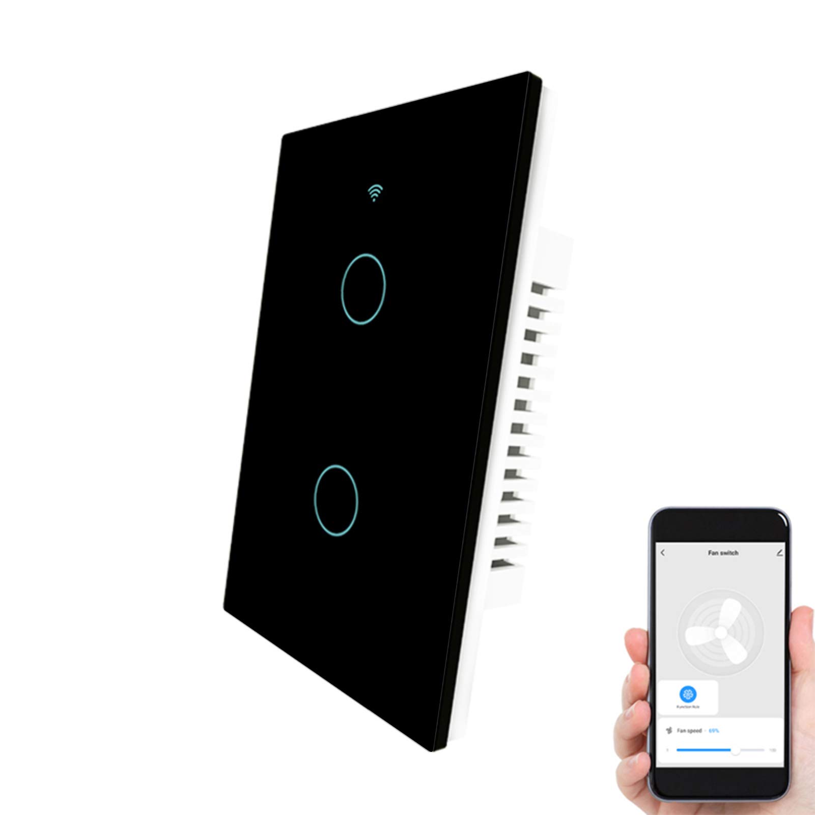 Smart ZigBee Dimmer Switch, Smart Light Switch funciona con Alexa Google Home, panel táctil de cristal con indicador LED, mando a distancia Tuya/Smart Life App, domótica
