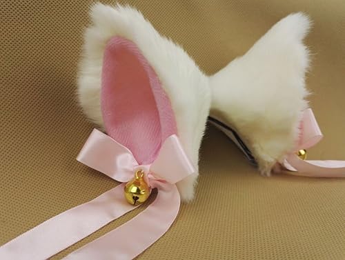 Miniatura 2 de Hot Sweet Lovely Anime Halloween Cosplay Fancy Neko Cat Ears Clip de pelo blanco con campana