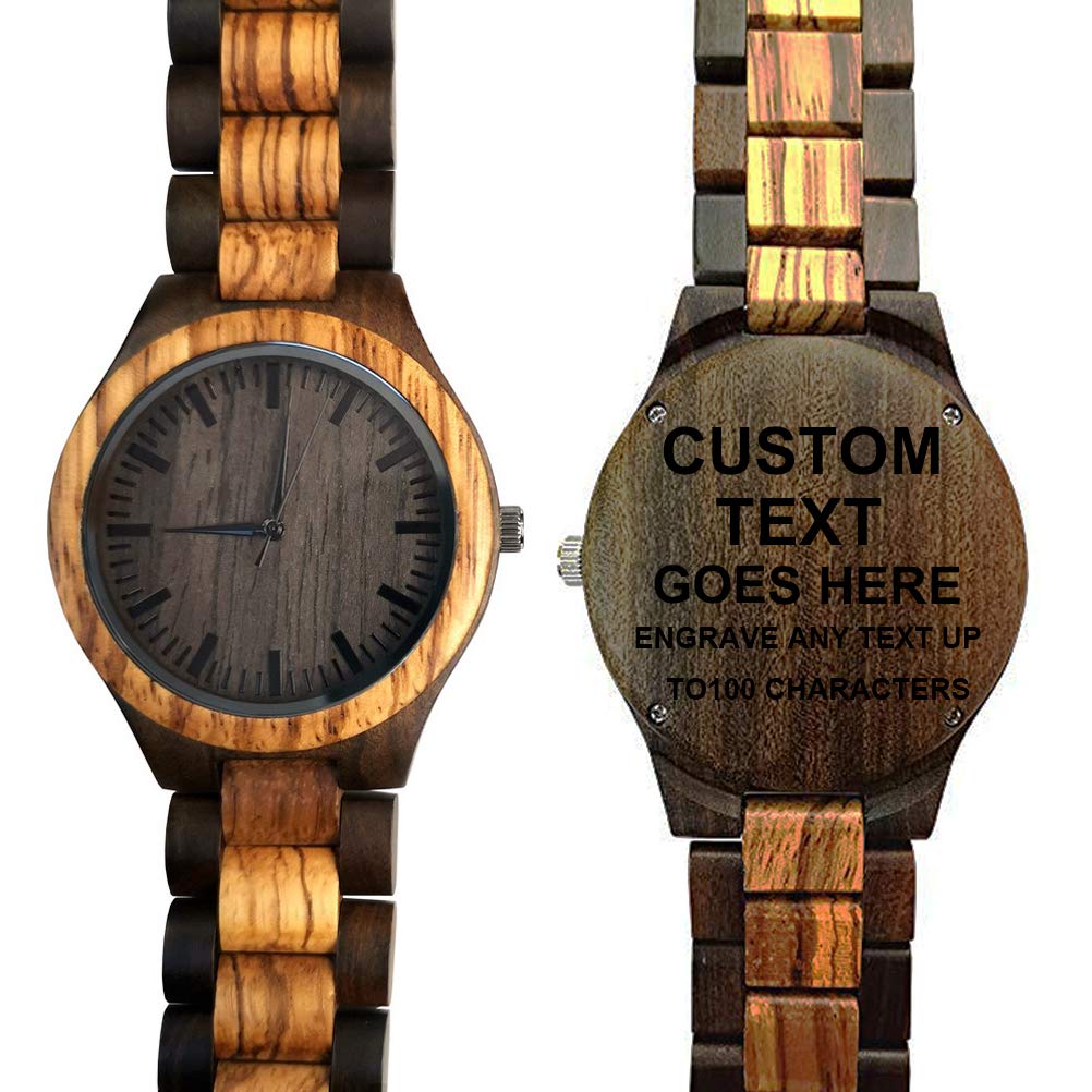 UMIPHIMATPersonalized Engraved Wooden Watches - Custom Anniversary Birthday Wood Watches for Men Husband Boyfriend Dad Him Son