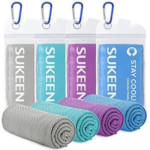 Sukeen [4 Pack Cooling Towel (40″x12″),Ice Towel,Soft Breathable Chilly Towel for Yoga,Sport,Running,Gym,Workout,Camping,Fitness,Workout & More Activities
