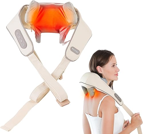 LIARTY Masajeador de cuello y hombros para tejido profundo, masajeador inalámbrico eléctrico Shiatsu para hombro, almohada de masaje de amasamiento disponible en Yaxa Colombia